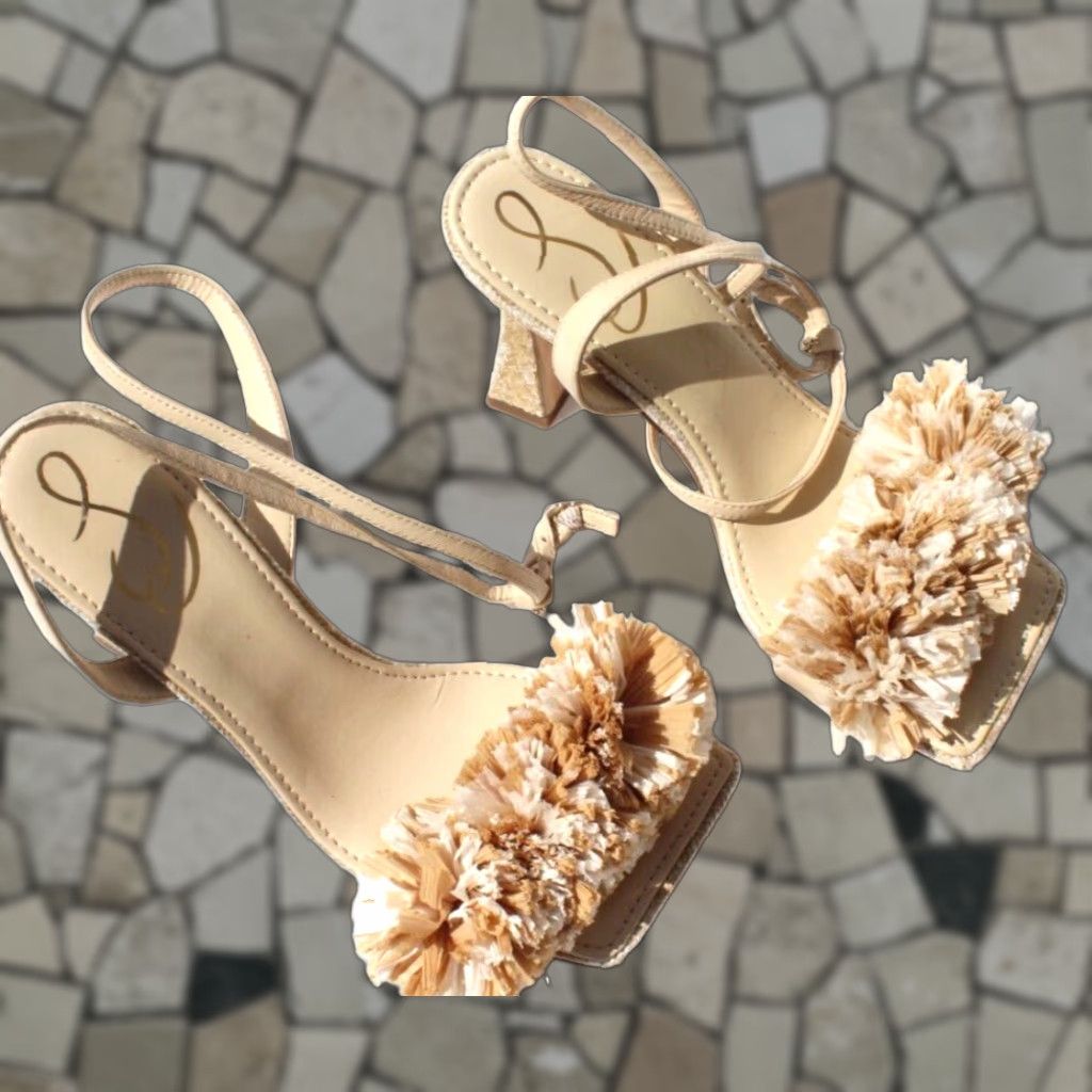 Sam Edelman Clare Sandals Women Size 6 Beige Leather Ankle Strap Block Heel Shoes D'orsay Modern