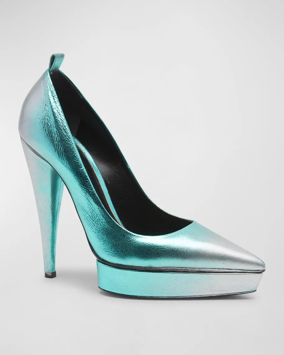 Tom Ford o1loc1c0924 W3279 Platform Pumps in Silver Green Size US 8 / IT 38 - 5 Thumbnail
