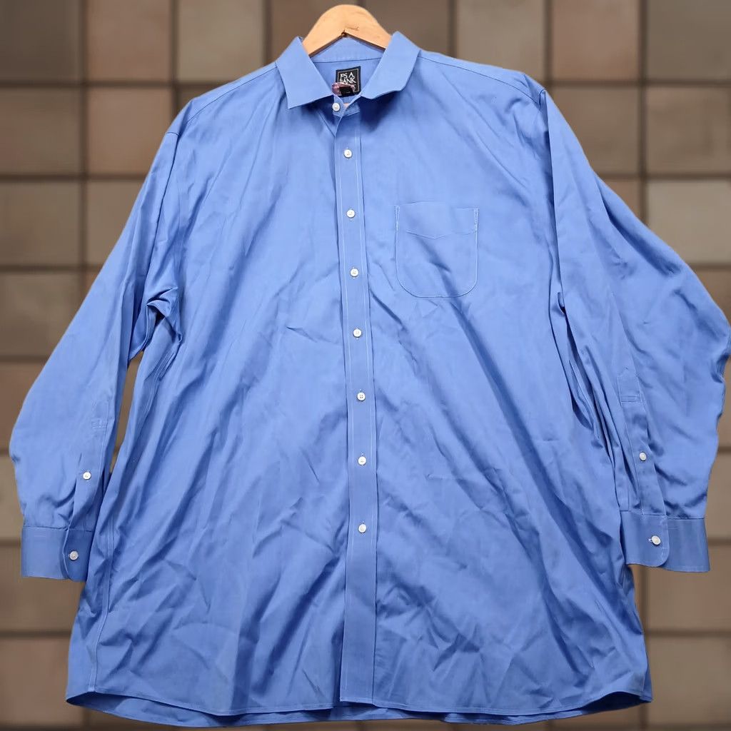 Jos. A. Bank Jos A Bank Traveler Dress Shirt Mens 18.5 35 Blue 100% Cotton Wrinkle Free Classic Fit Long Sleeve Button-Down Chest Pocket Size 48R - 1 Thumbnail
