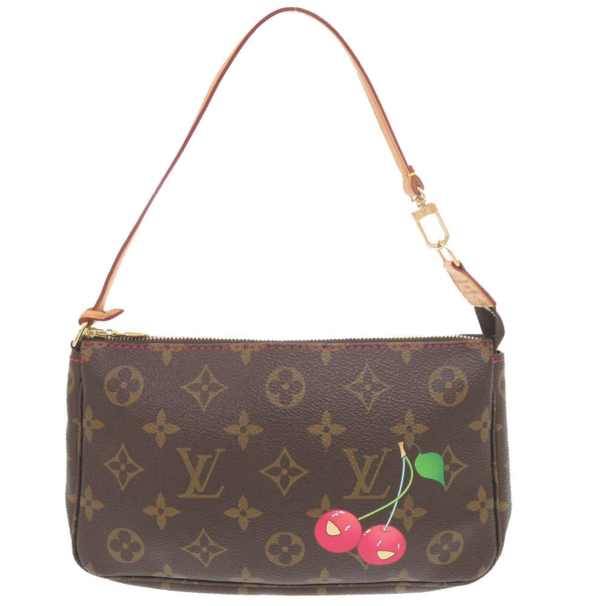 Louis Vuitton Like new Louis Vuitton x Takashi Murakami Pochette Accessoires Monogram Cherry M95008 Brown Pouch LV 1481 Size ONE SIZE - 1 Thumbnail