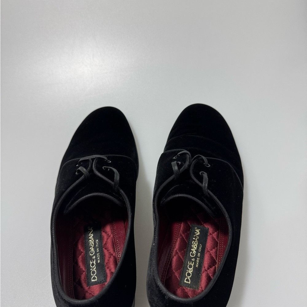 Dolce & Gabbana Dolce & Gabbana Velvet Derby Lace-Up Shoes Black Men’s Size Size US 7.5 / EU 40-41 - 5 Thumbnail