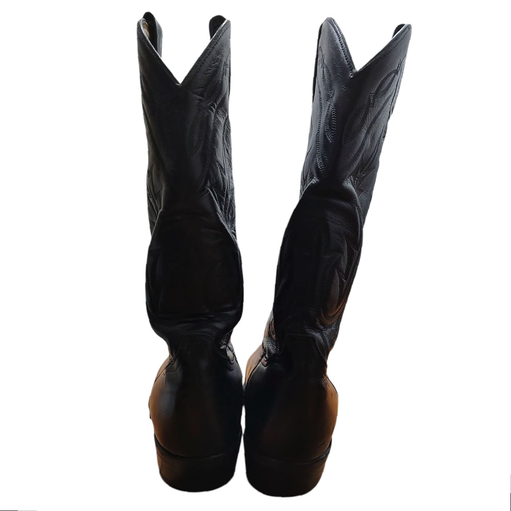 Tony Lama VINTAGE Tony Lama Men's Style 2995 Boots Western Casual Wedding 10 D Black Leather Cowboy Mid-Calf Size US 10 / EU 43 - 6 Thumbnail