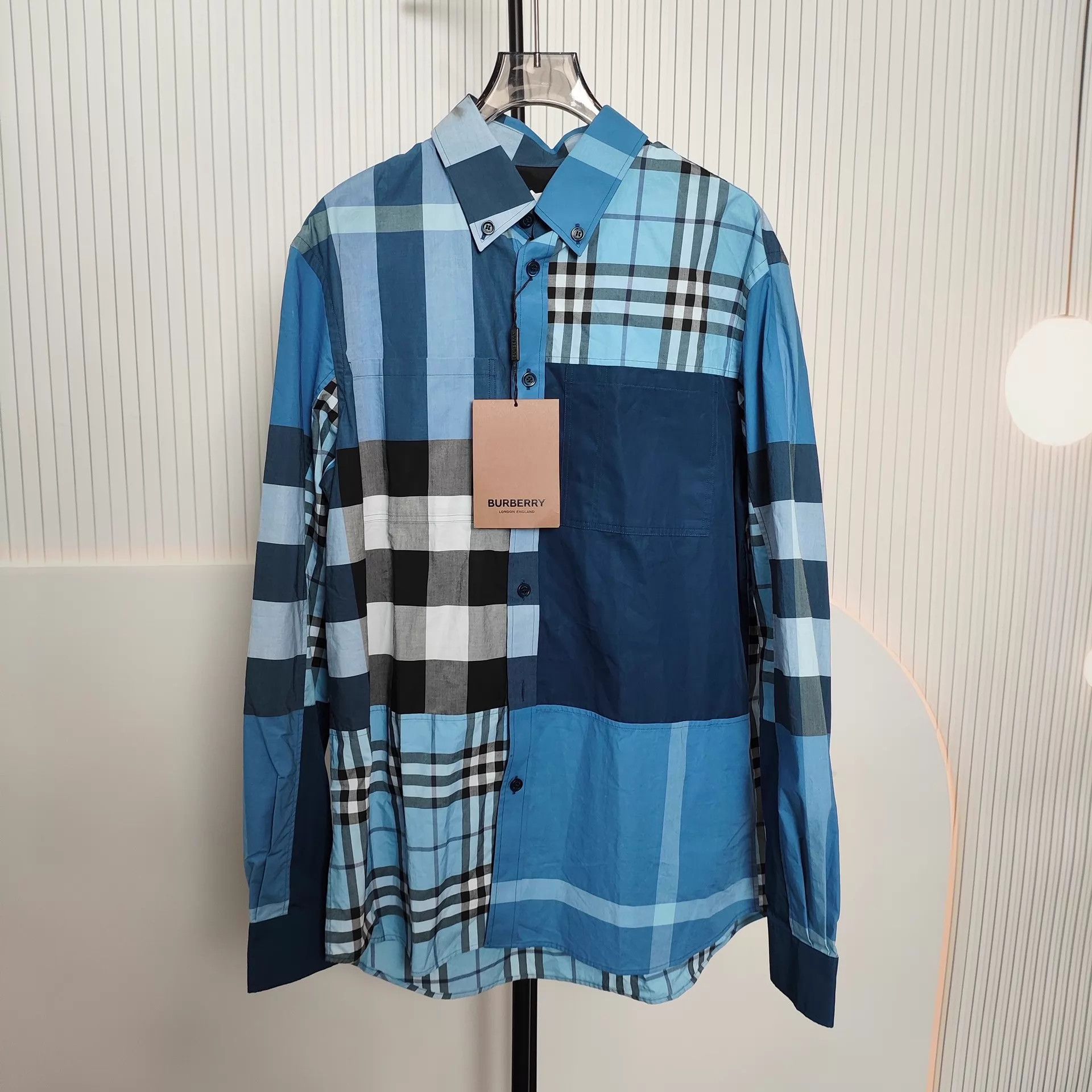 Burberry Burberry Men's Blue Check Collared Shirt 180 Size US S / EU 44-46 / 1 - 1 Thumbnail