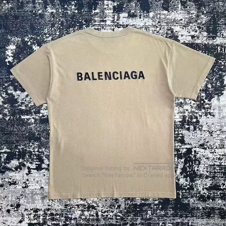 Balenciaga Balenciaga Letter Logo Short Sleeve T-Shirt - Light Brown Size US L / EU 52-54 / 3 - 5 Thumbnail