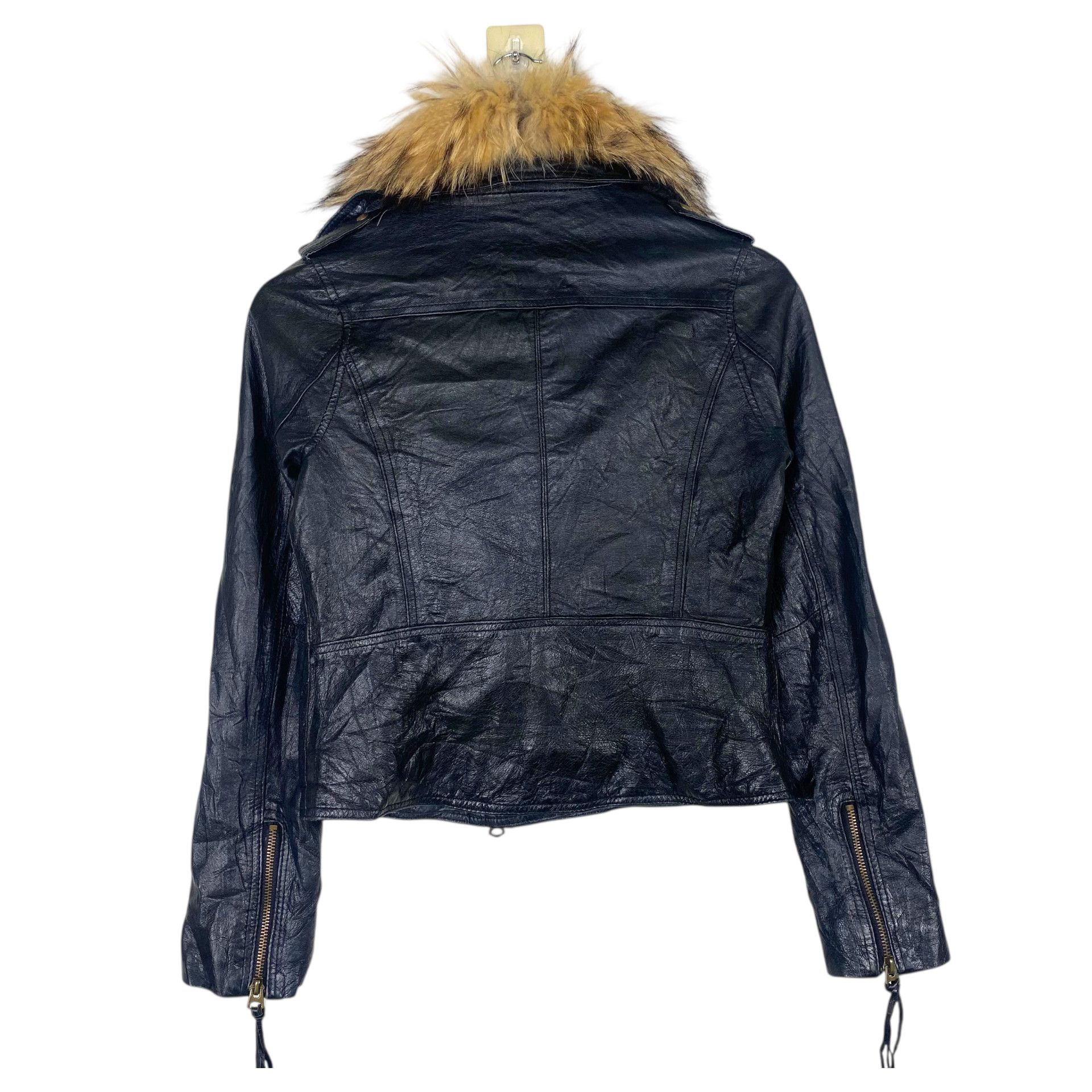 If Six Was Nine 💥 GOA ARCHIVES RACOON FUR LEATHER BIKER JACKET Size XS / US 0-2 / IT 36-38 - 8 Thumbnail