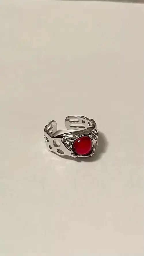Handmade × Sterling Silver Electro Ring Crystal Stone Silver Abstract Star Pop Fantasy Size ONE SIZE - 2 Thumbnail