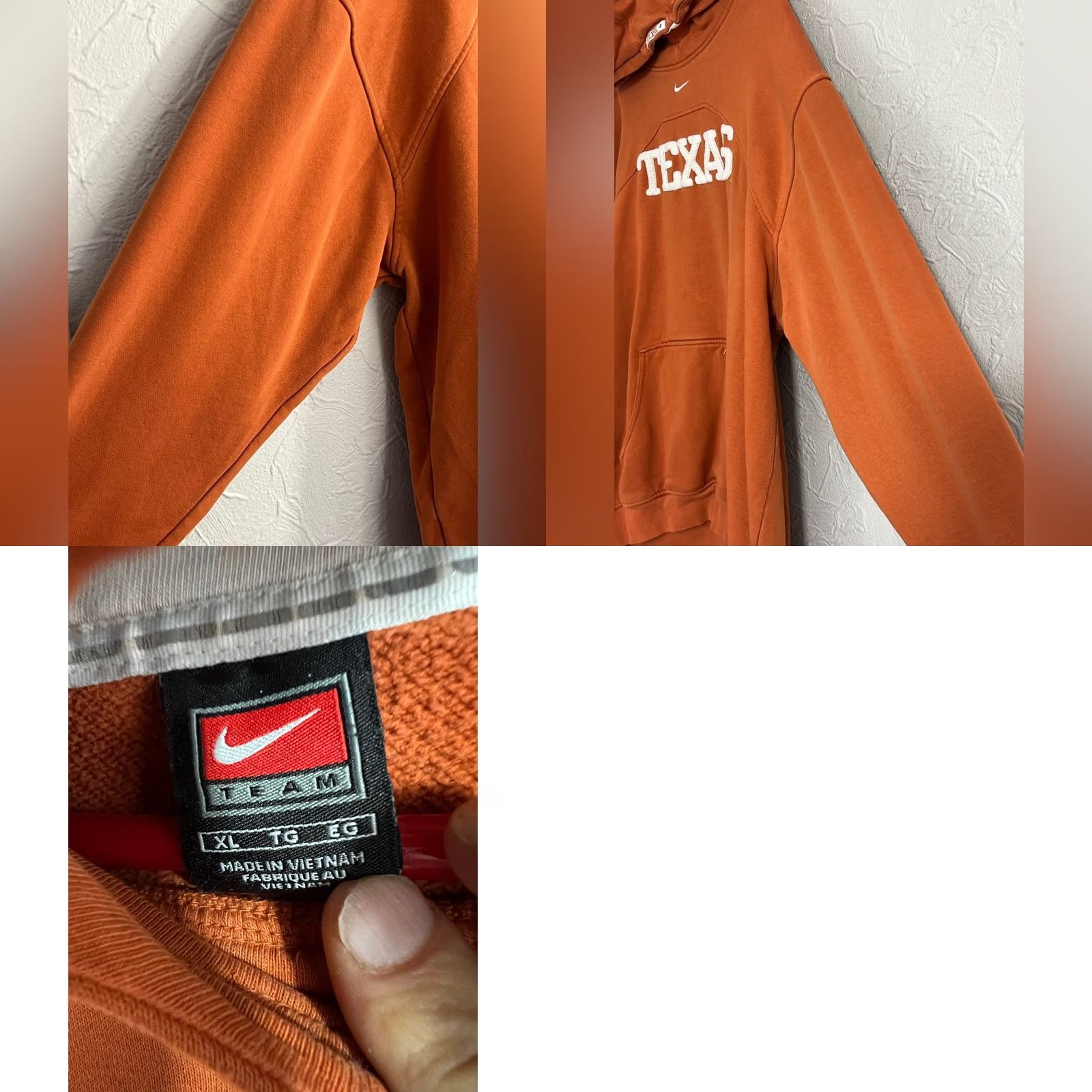 Nike Vintage Nike Texas Longhorns Hoodie Orange Center Check Swoosh NICE 90’s Team XL Size US XL / EU 56 / 4 - 8 Thumbnail