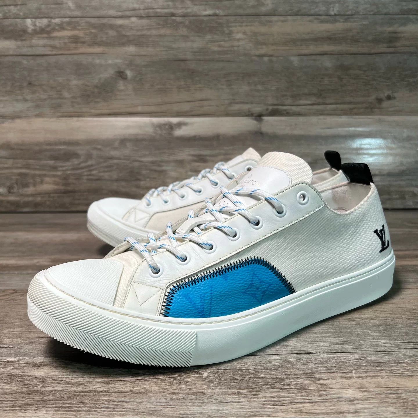 Louis Vuitton LV Tattoo White/Blue Low Top Casual Sneaker UK9 Size US 10 / EU 43 - 1 Thumbnail