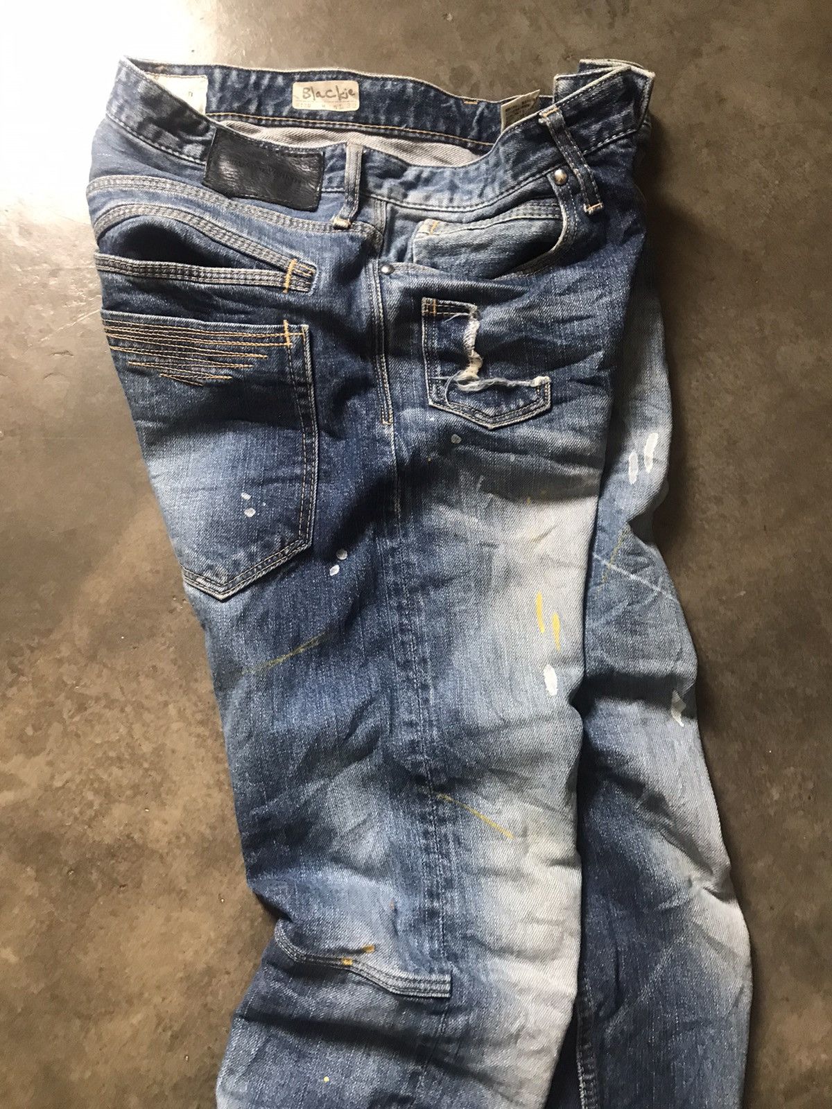 Jimmy Taverniti × Taverniti × Vintage Jimmy Taverniti - Blackie Fade Washed Splattered Paint Jeans Size US 30 / EU 46 - 22 Thumbnail
