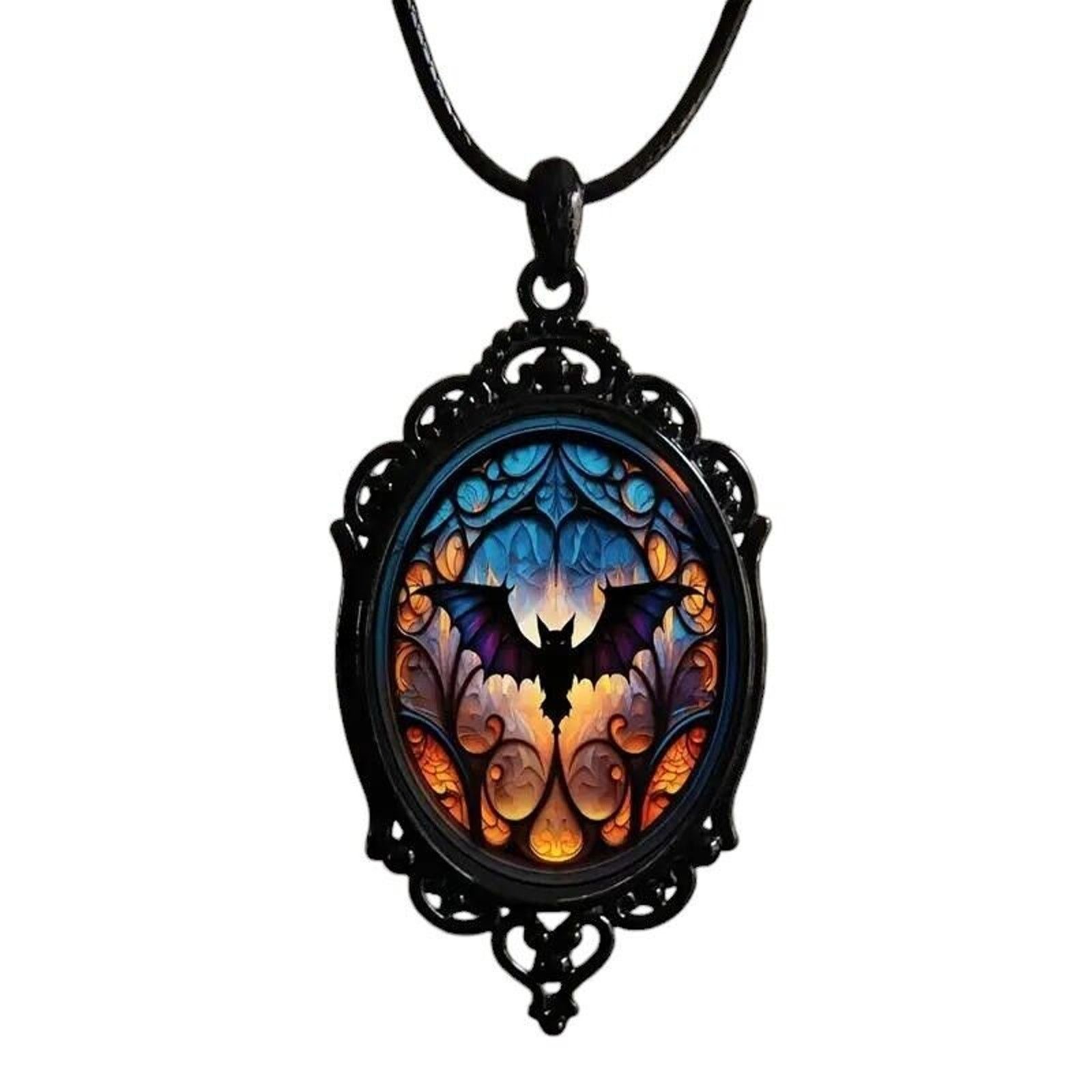 Other Gothic Halloween Retro Bat Design Necklace • Orange Black Size ONE SIZE - 3 Thumbnail