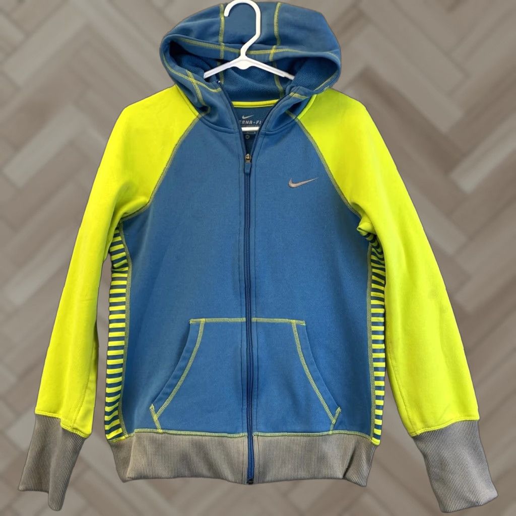 Nike VINTAGE Nike Hoodie Women full zip Therma-FIT Swoosh Logo Neon Blue Size M 36-62 Sweatshirt Gym Activewear Size M / US 6-8 / IT 42-44 - 1 Thumbnail