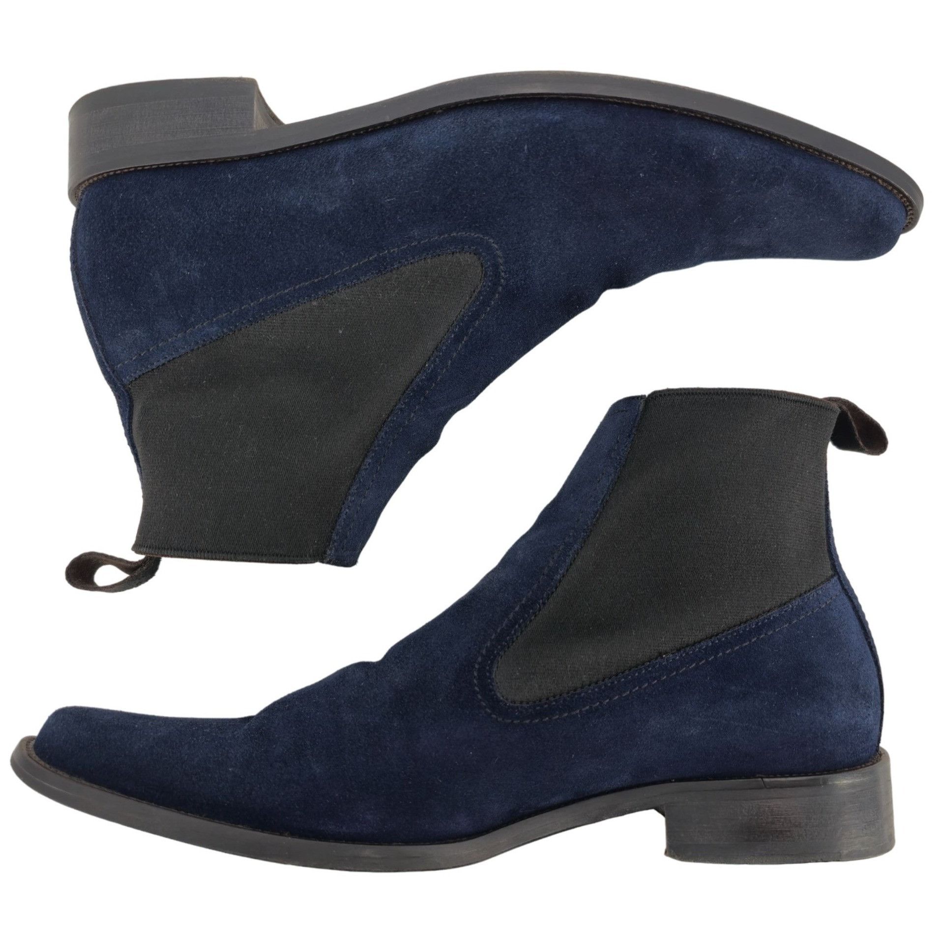 Donald Pliner Donald J. Pliner Italy Navy Blue Suede Chelsea Ankle Boots Size US 7.5 / EU 40-41 - 4 Thumbnail