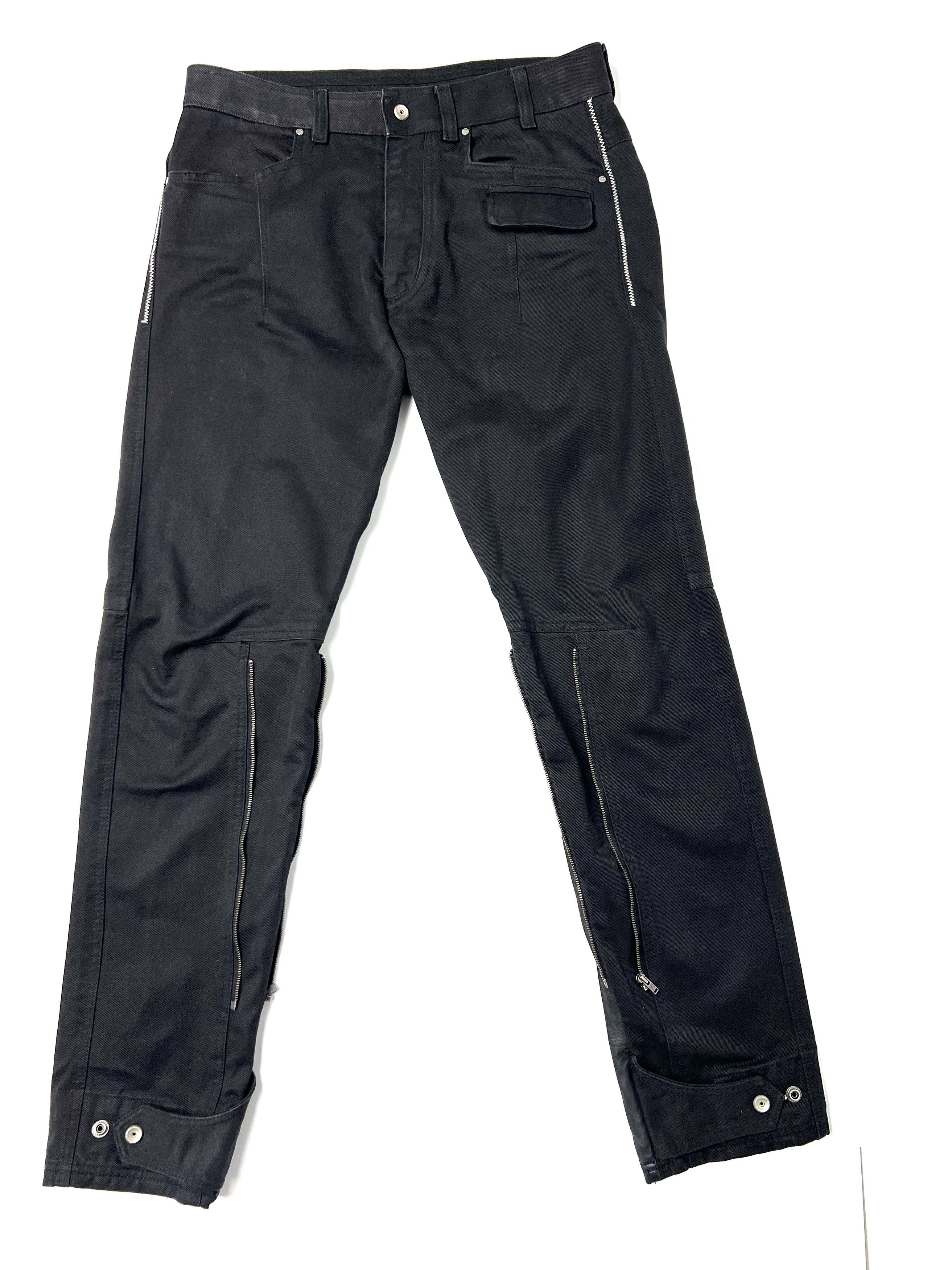 DIESEL MENS BLACK DENIM W / LEATHER ZIPPRES & SNAP-ON JEANS