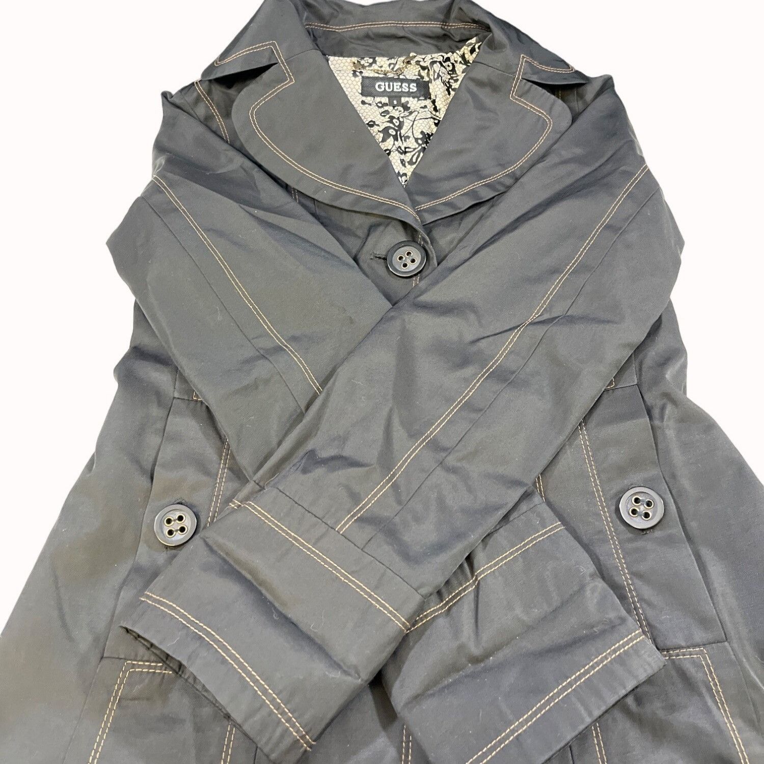 Guess Guess Women's Black Buttoned Trench Coat Size S SKU 5067 Size S / US 4 / IT 40 - 4 Thumbnail