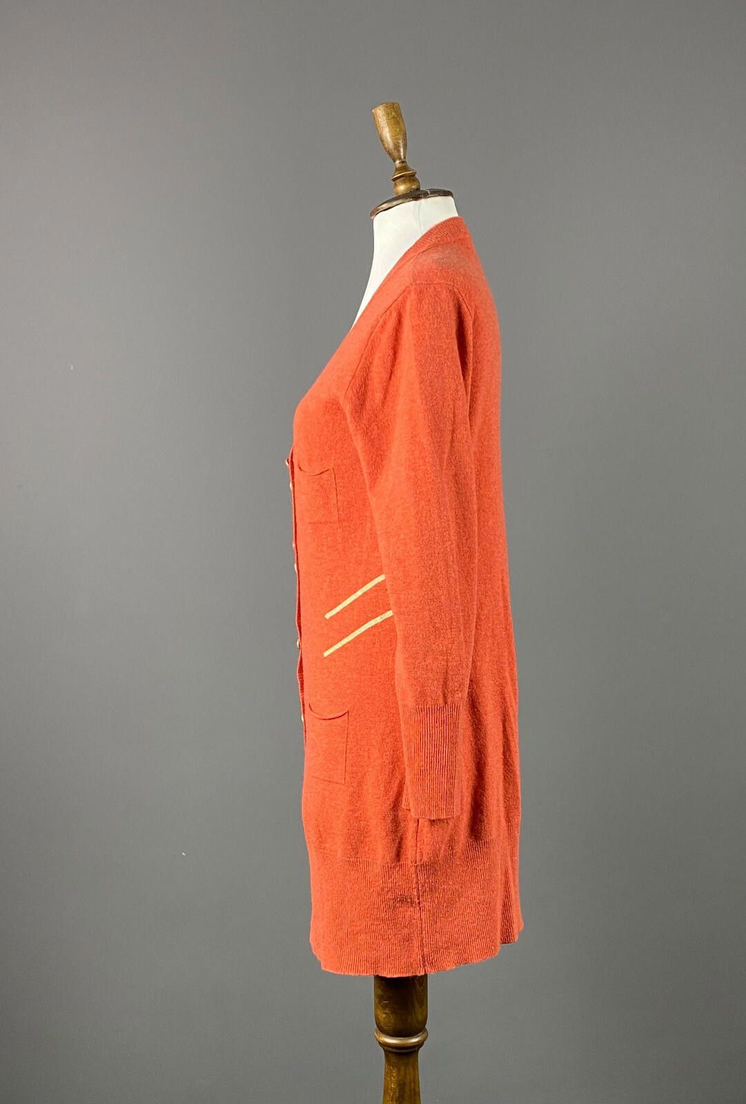Designer Elisa Cavaletti Orange Wool Cardigan Tunic Dress Size L / 3 Size L / US 10 / IT 46 - 4 Thumbnail