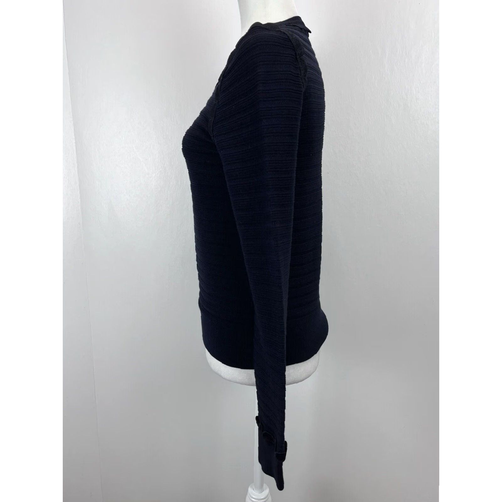 Ann Taylor Ann Taylor Women's Navy Blue Silk Blend Sweater Crew Neck Long Sleeve Small Size S / US 4 / IT 40 - 2 Thumbnail