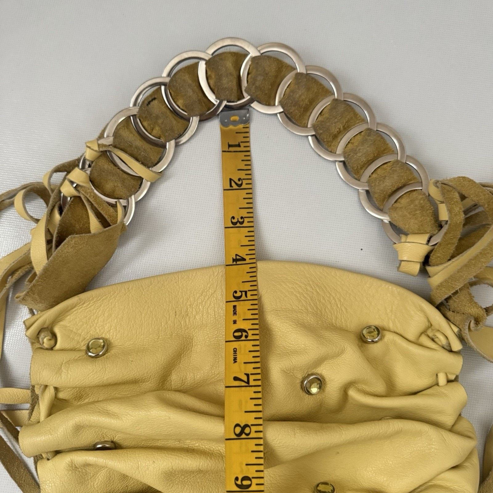 Other David Galan Designer Change Bag Jeweled Yellow Leather Boho Size ONE SIZE - 10 Thumbnail