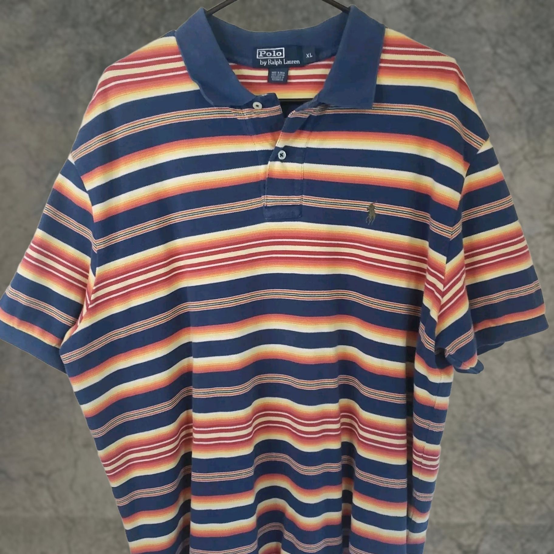 Ralph Lauren Polo Ralph Lauren Polo Shirt Multicolor Striped XL Men’s Regular Fit Short Sleeve Button-Down Collar 100% Cotton USA Flag Preppy Classic Size US XL / EU 56 / 4 - 1 Thumbnail