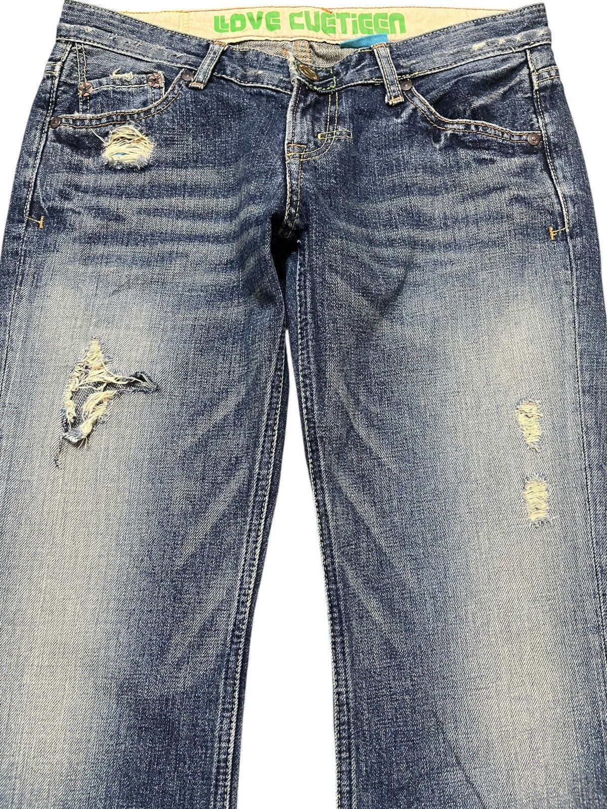 Japanese Brand Vintage Love Cuetieen Flare Grunge Distressed Denim Size US 30 / EU 46 - 2 Thumbnail