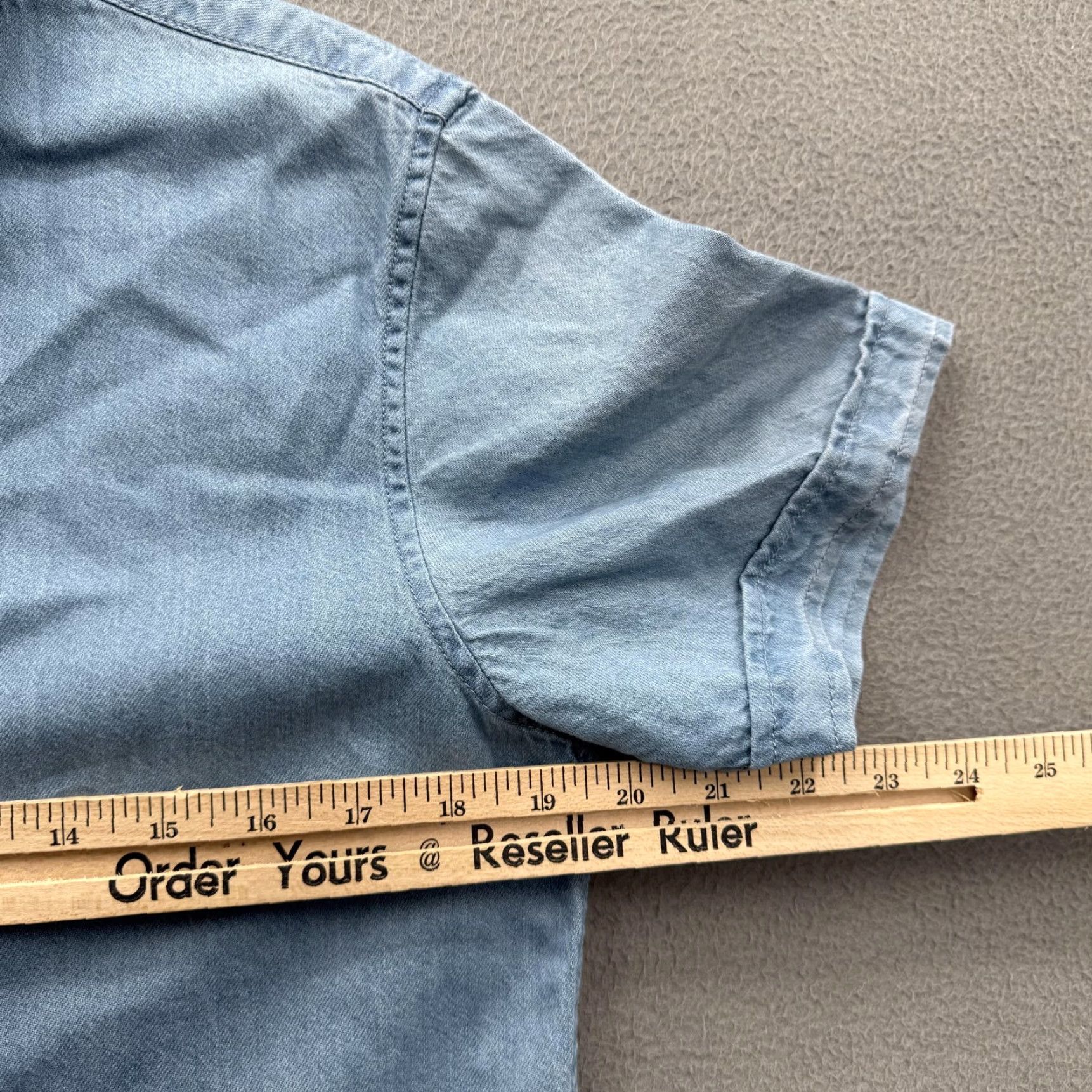 Pacsun PacSun Shirt Mens Small Blue Denim Solid Short Sleeve Button Up Casual Size US S / EU 44-46 / 1 - 6 Thumbnail