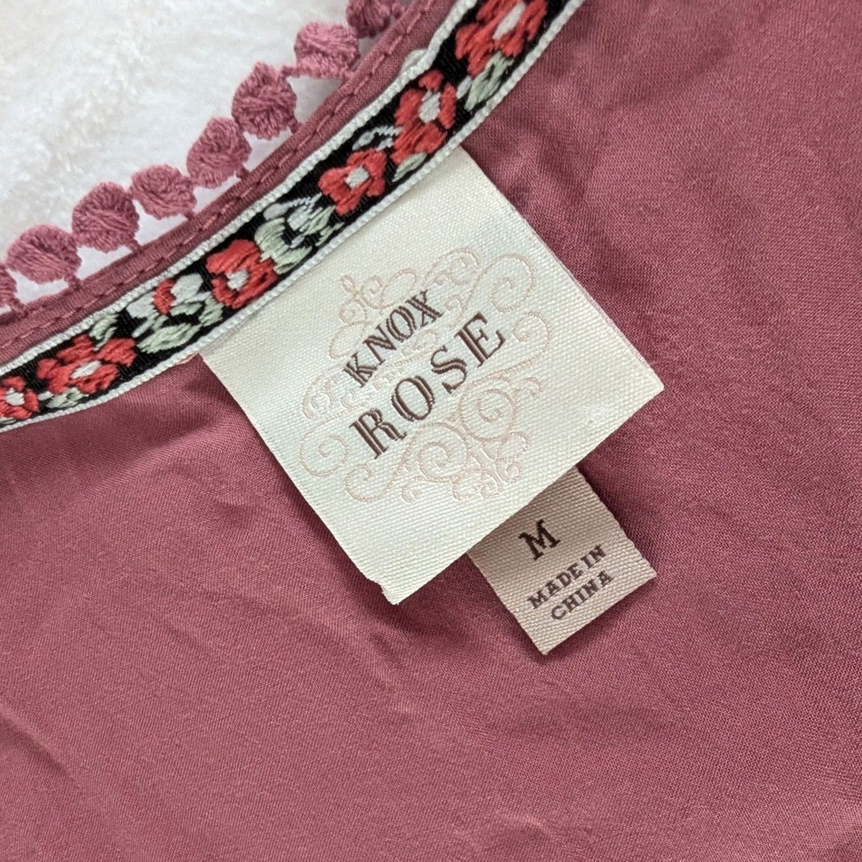 Vintage Knox Rose Embroidered Dress Pink Mauve Sleeveless V-Neck Womens M Size M / US 6-8 / IT 42-44 - 6 Thumbnail