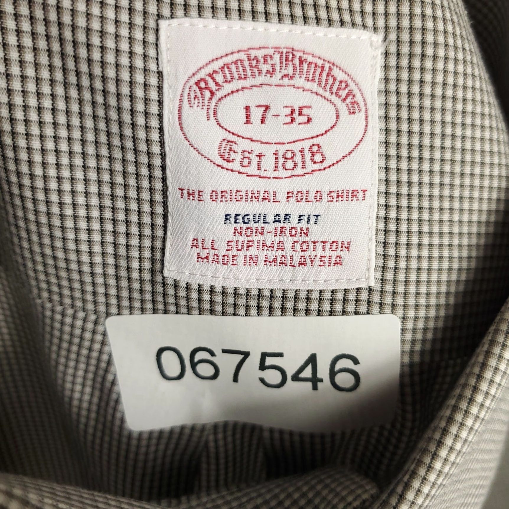 Brooks Brothers Brooks Brothers Shirt Mens 17 Brown Dress Button Up Long Sleeve Regular 100% Cotton Check Pattern Womens? Mens Size 46R - 8 Thumbnail