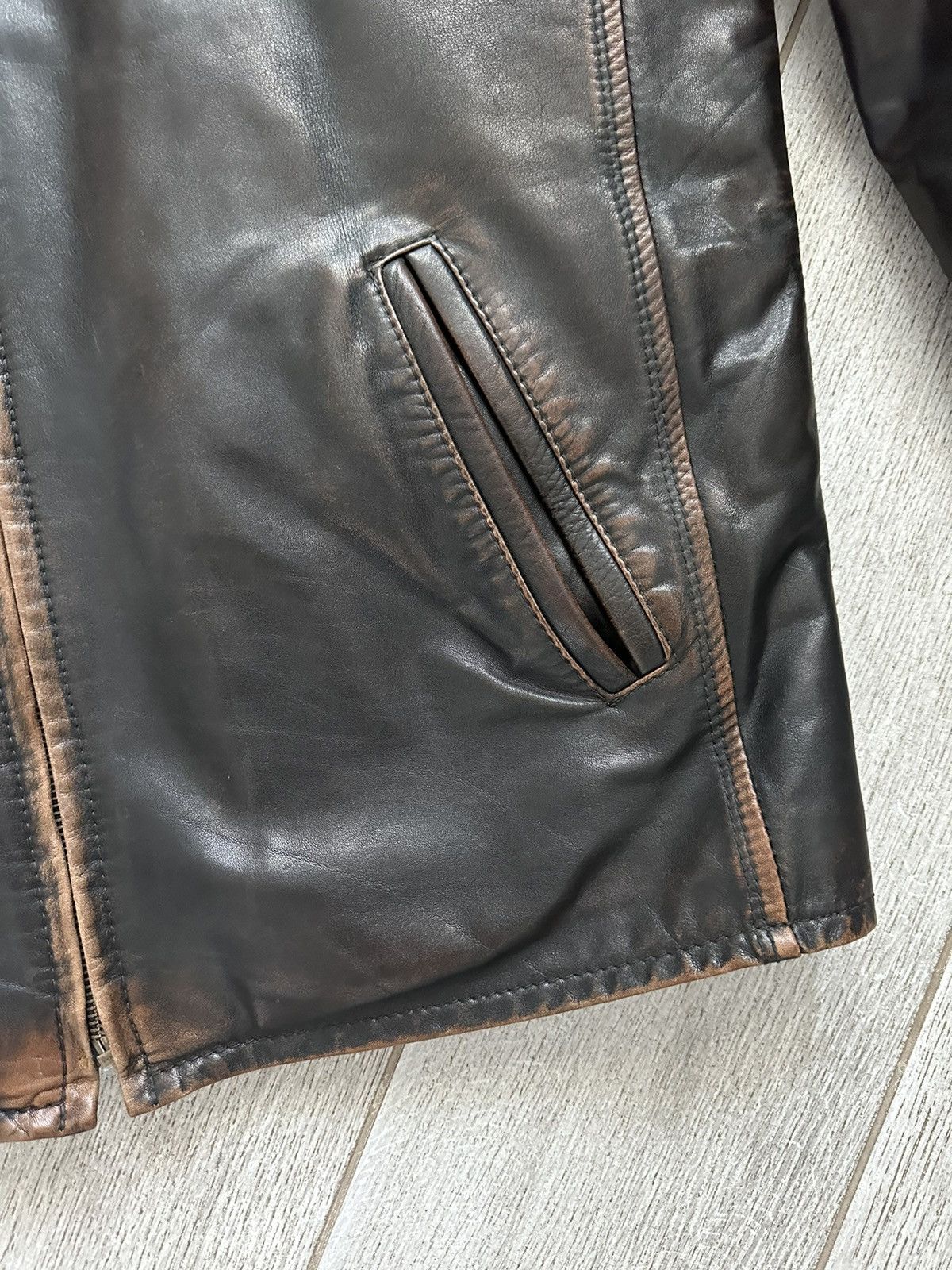 Other Vintage Y2K Classic Oversized Brown Washed Leather Jacket Size US XL / EU 56 / 4 - 9 Thumbnail