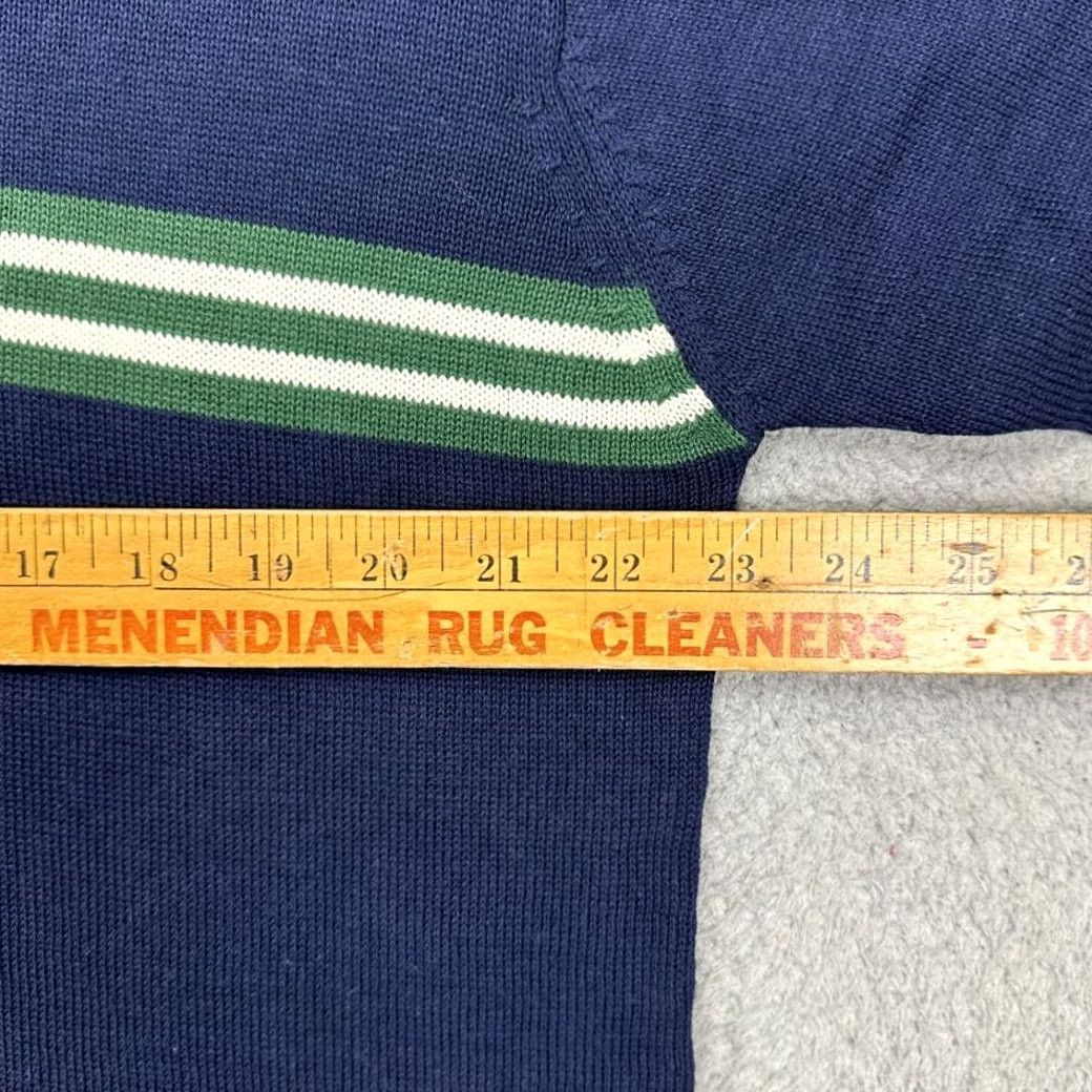 Vintage VINTAGE? No. Steve Barrys Crew Neck Sweater Mens Large Navy 2 Striped Pullover Knit Adult L Blue Cotton Size US L / EU 52-54 / 3 - 7 Thumbnail