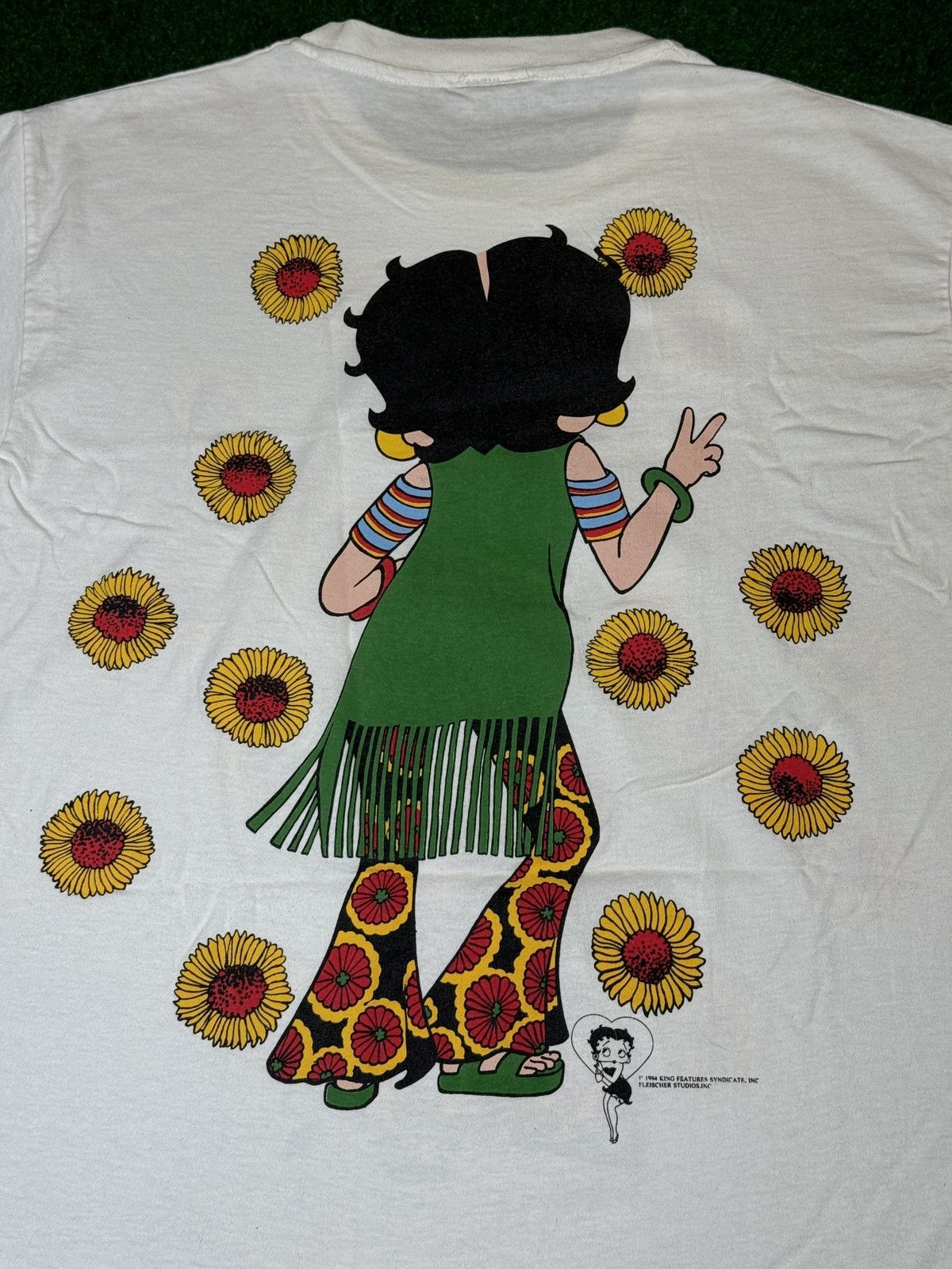 Changes × Vintage Vtg 90s Betty Boop Flower Child Hippie Sunflower T Shirt Size XL / US 12-14 / IT 48-50 - 4 Thumbnail