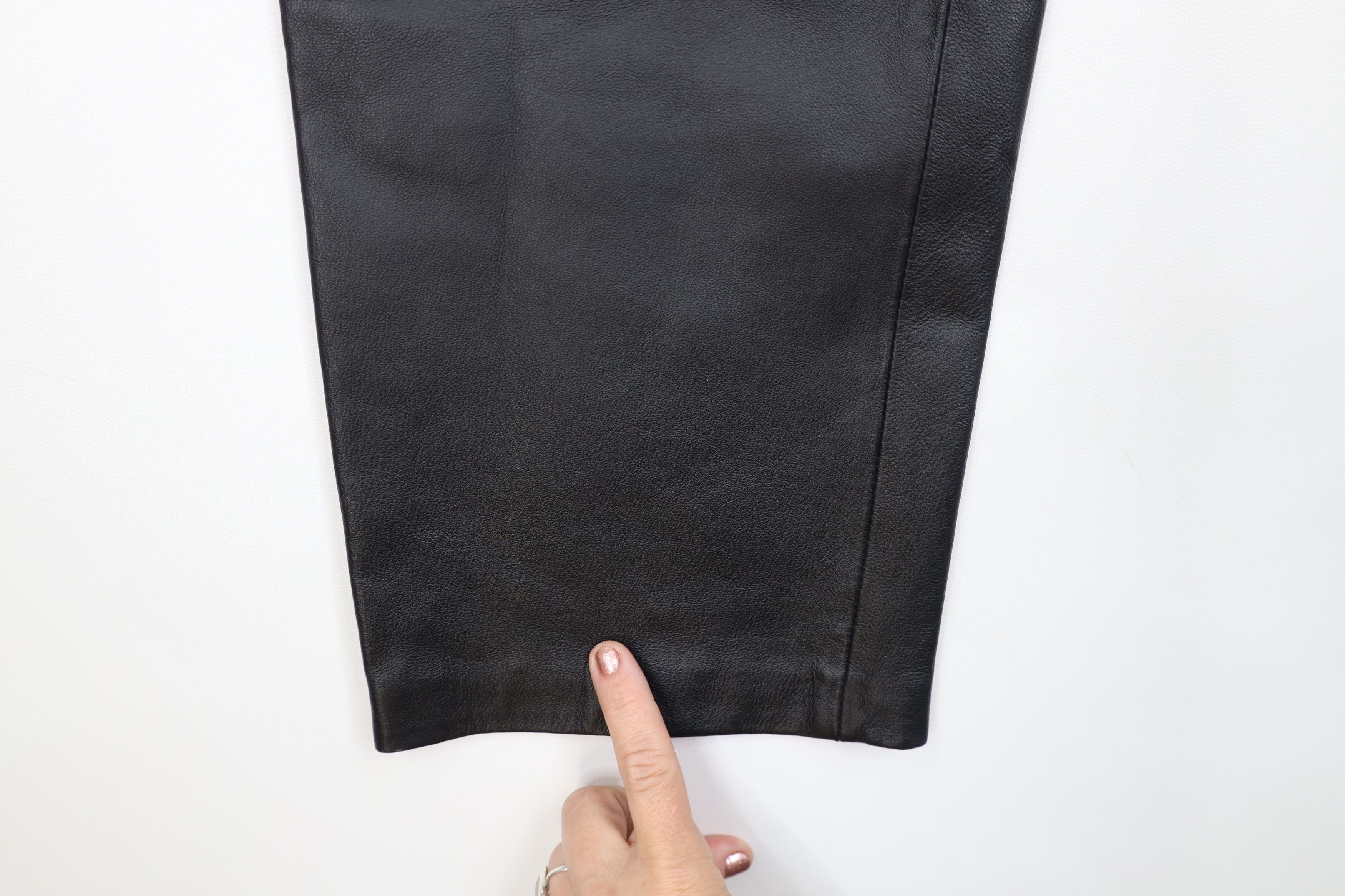 Vintage 90s Streetwear Leather Straight Leg Pants Black