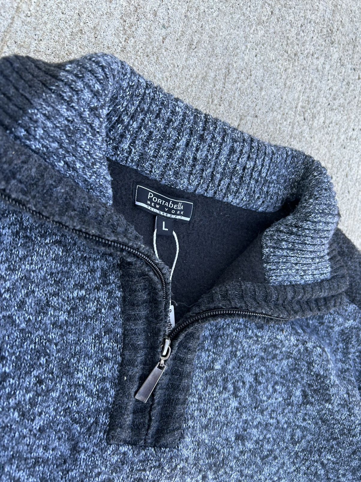 Other Portabella New York Grey Marl Quarter Zip Knit Sweater Size US L / EU 52-54 / 3 - 2 Thumbnail