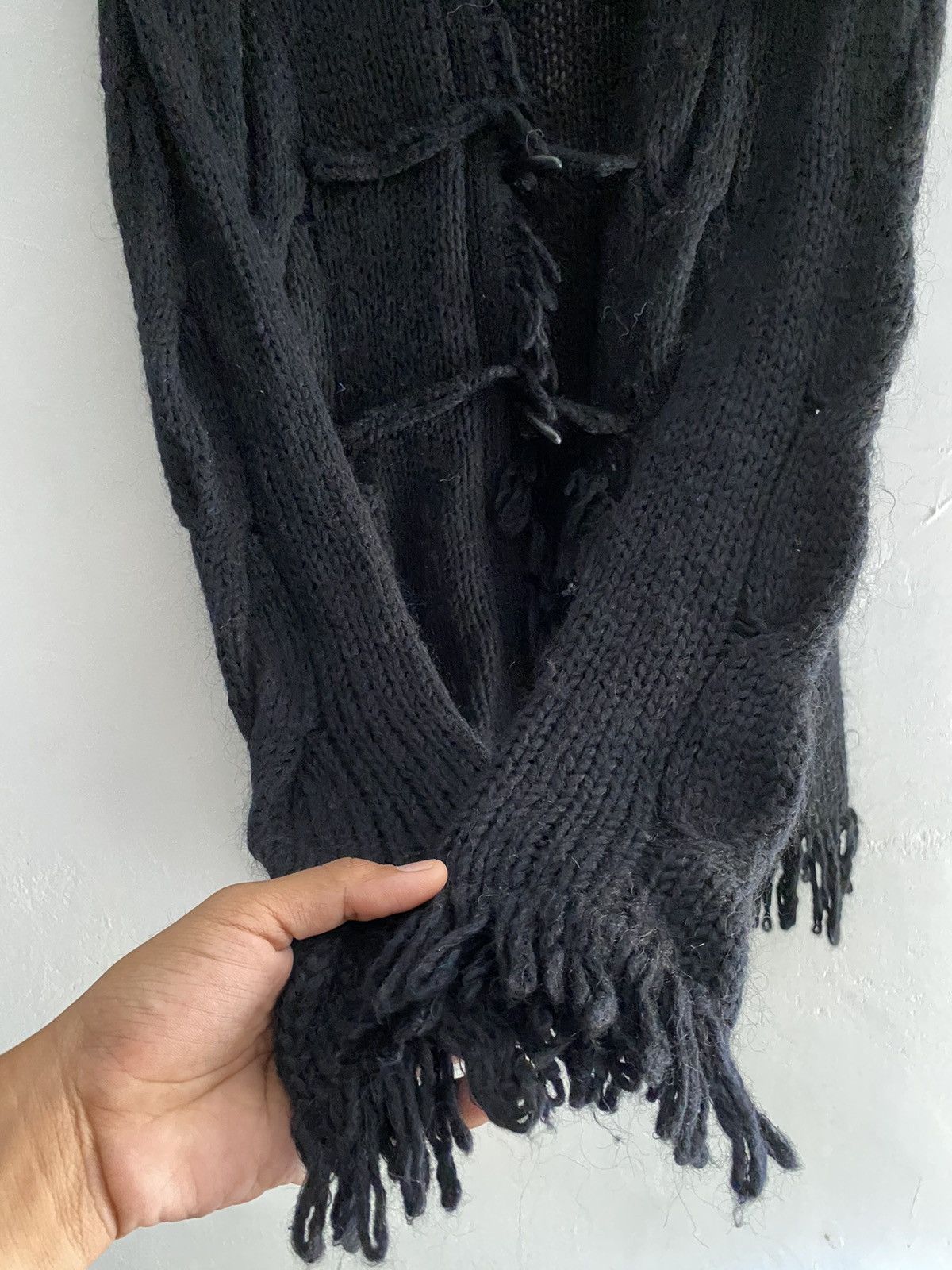 Japanese LGB style apj cable wool tassel knit hoodie