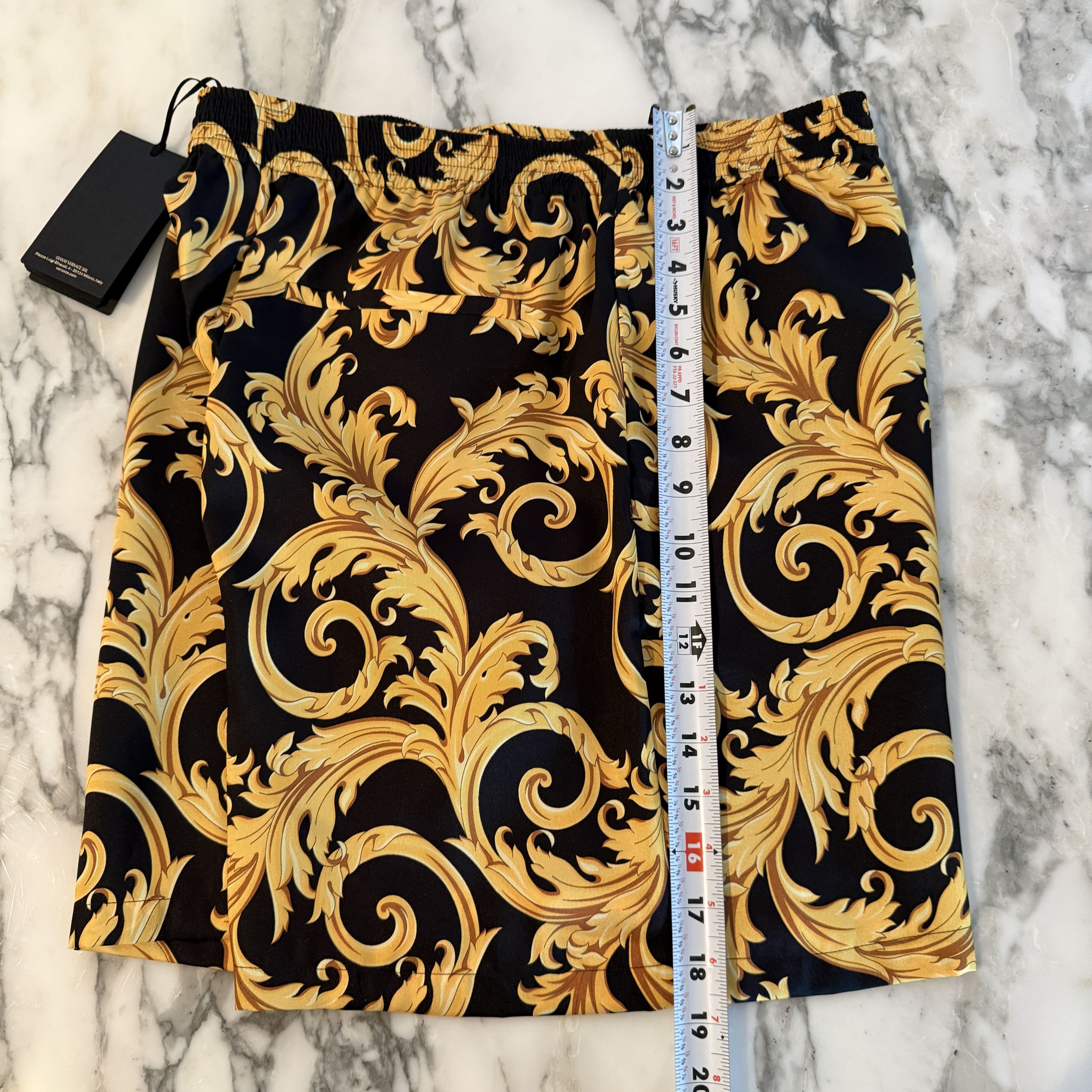 Versace Versace Men's Baroque Shorts Black Gold Print Shorts IT 50 Size US 31 - 10 Thumbnail
