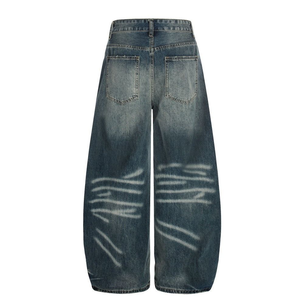 Vintage American-style loose men's punk distressed curved jeans Size US 32 / EU 48 - 2 Thumbnail