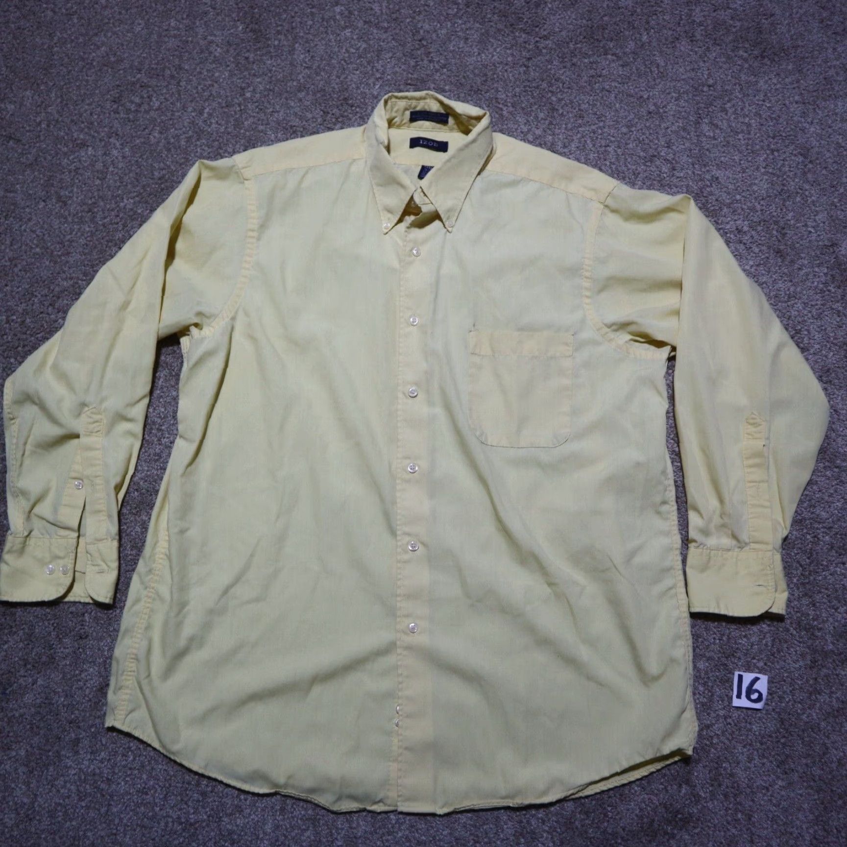Izod IZOD Shirt Yellow Adult Mens 16.5 32/33 Button-Up Long Sleeve Collared Casual Colorful Modern Poplin Size US L / EU 52-54 / 3 - 2 Thumbnail