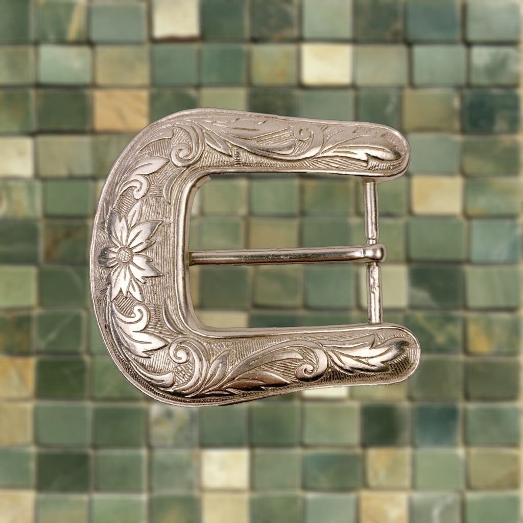 Vintage VINTAGE Kippys Floral Ornate Silver Tone Metal Wide Belt Buckle 3.25" x 3.5" Women Belt Buckle Silver Floral 1980s Women Size ONE SIZE - 1 Thumbnail