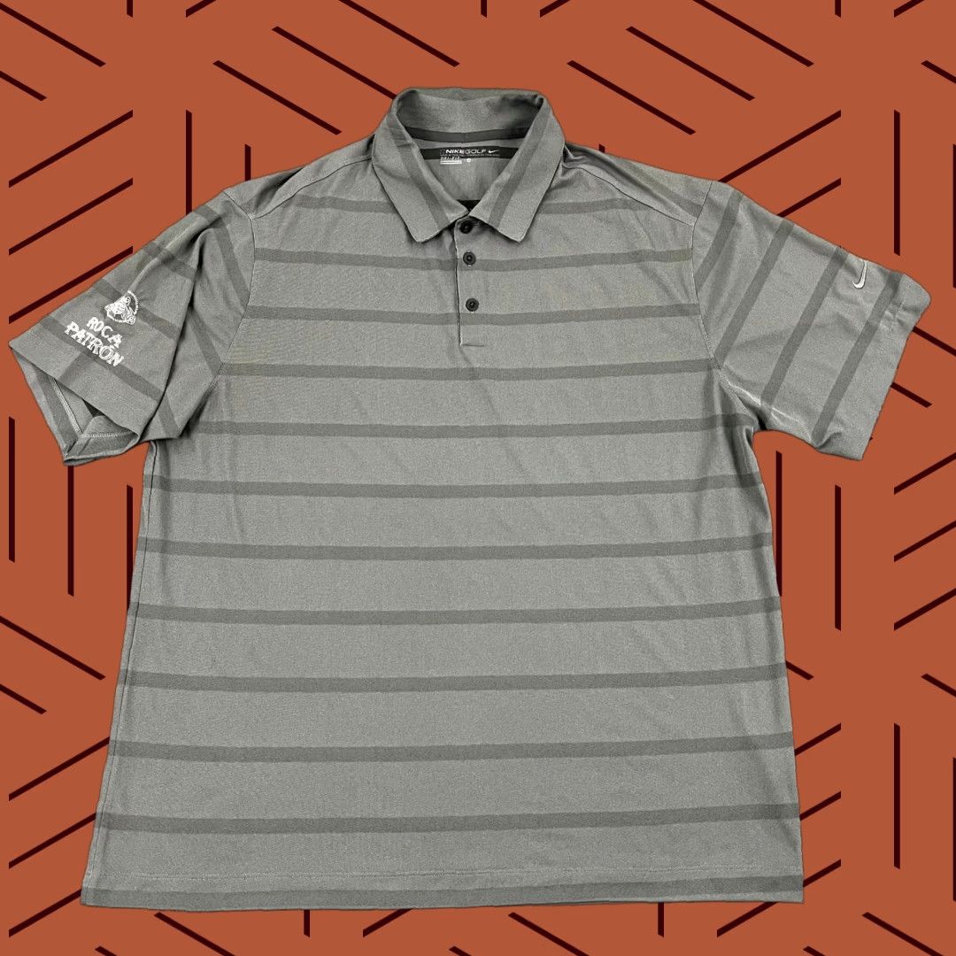 Nike NIKE Polo Shirt Men XL Gray Striped Polo Shirt Golf Tequila ROCA PATRON Dri-Fit Logo Size US XL / EU 56 / 4 - 1 Thumbnail