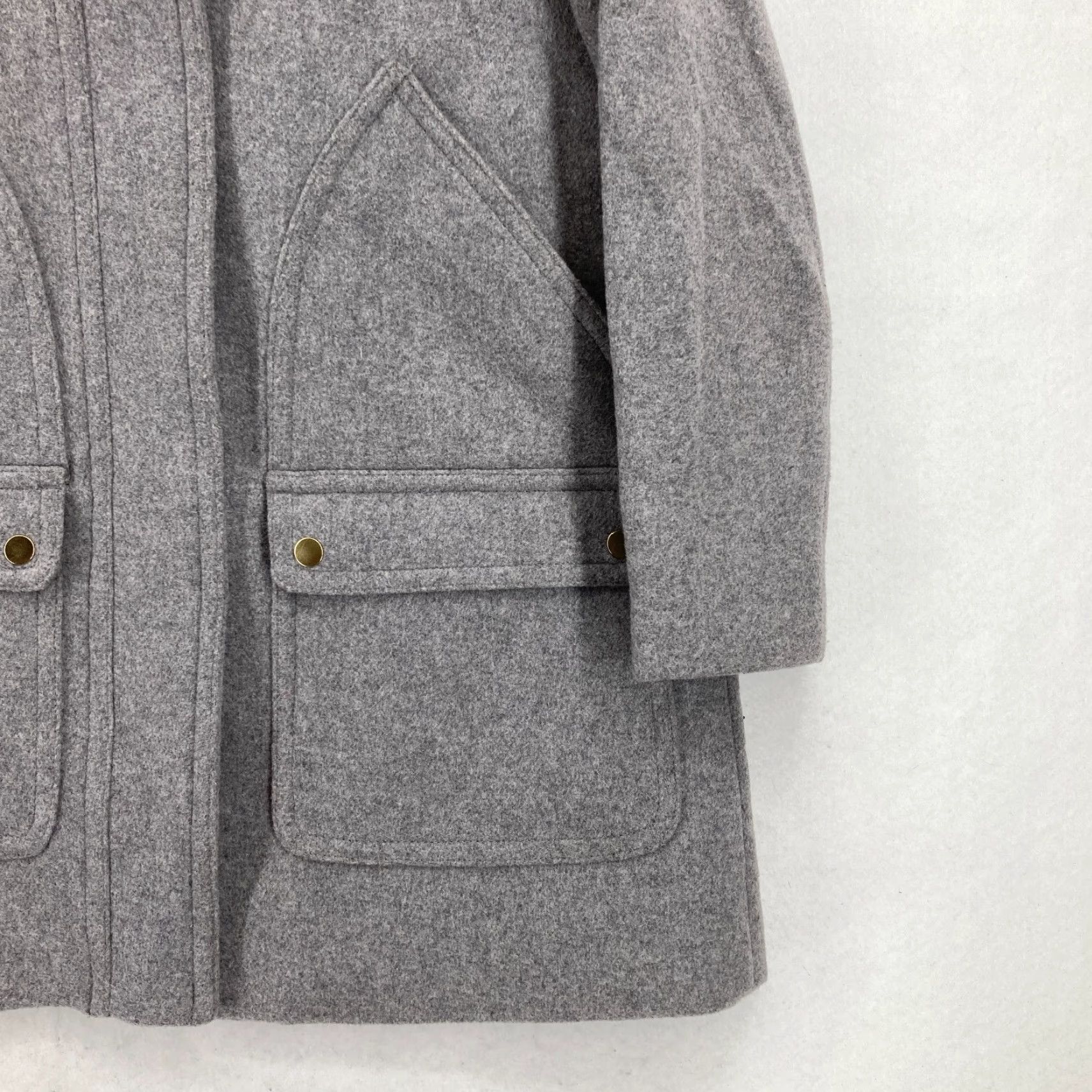 J.Crew J.Crew Vail Parka Jacket Women's 4 Gray Wool Blend Faux Fur Trim Hooded Full Zip Size S / US 4 / IT 40 - 3 Thumbnail