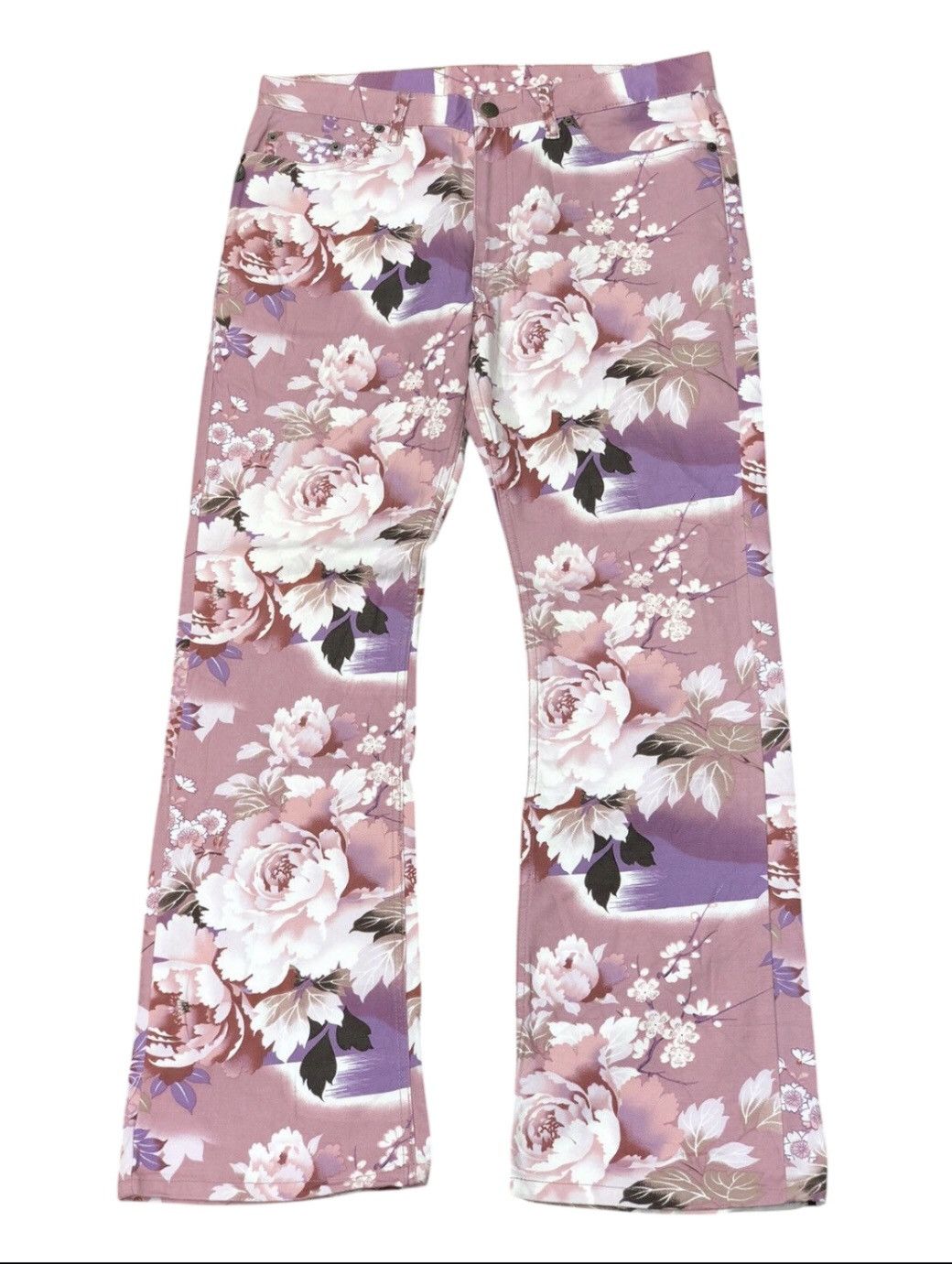Other 💸NEED GONE💸 Glamdy Flower Printed Flared Denim Pants Size US 32 / EU 48 - 1 Thumbnail