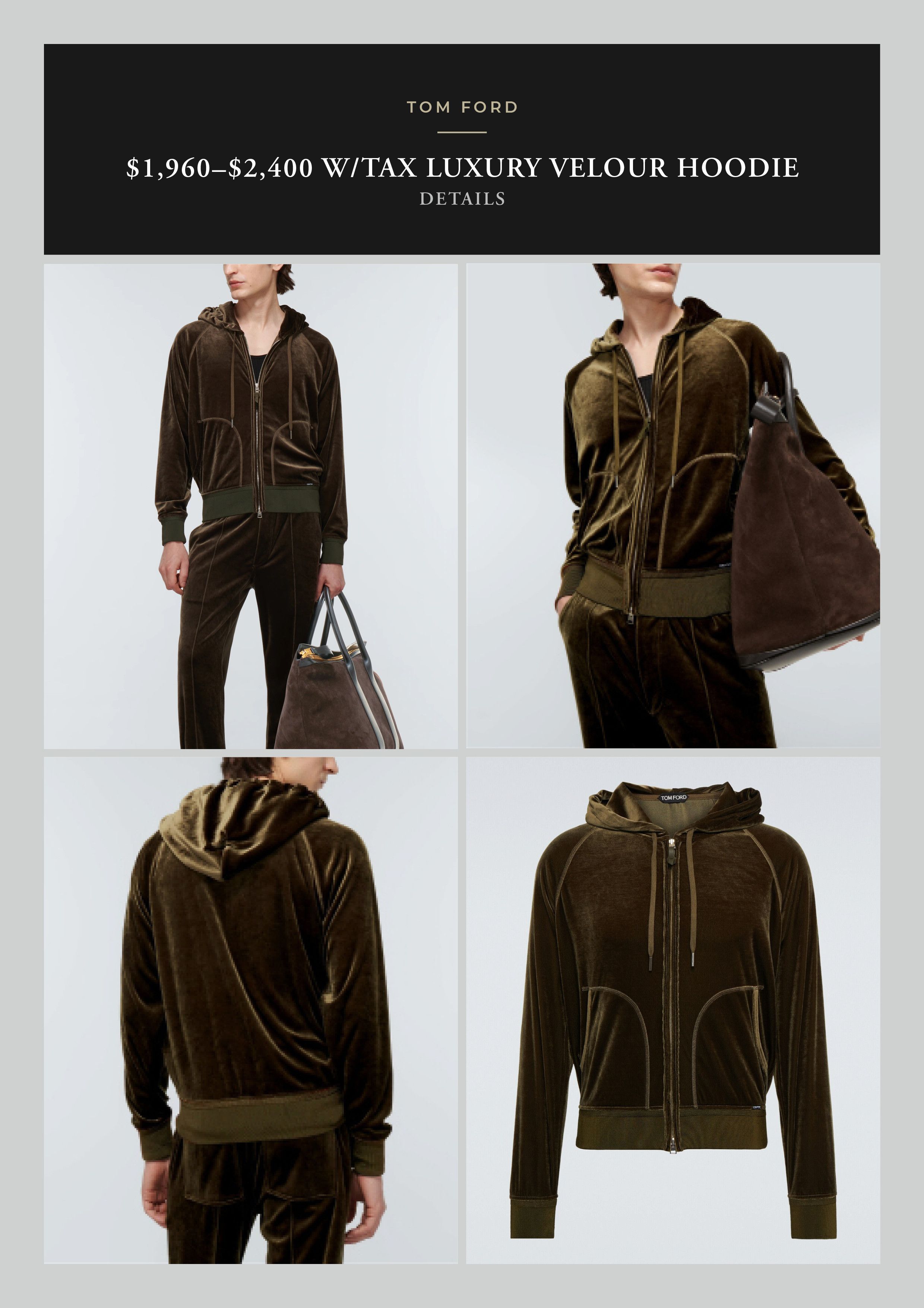Tom Ford Best Dressed $1,850 w/Tax Velour Luxury Double Zip Hoodie Size US M / EU 48-50 / 2 - 5 Thumbnail