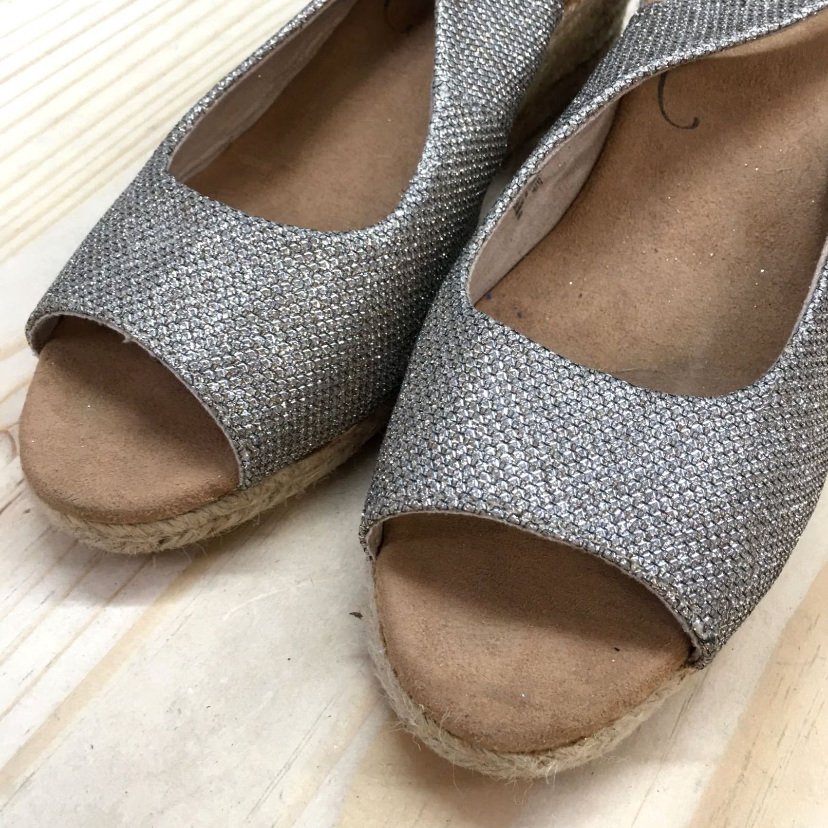 Vintage White Mountain Sandals Womens 11 M Schmoozy Espadrille Wedge Slingback Gold Size US 11 / IT 41 - 4 Thumbnail