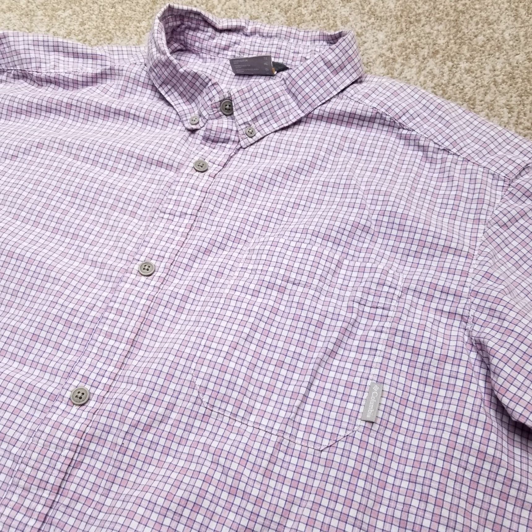 Pinko Columbia Shirt Mens XL Pink Blue Short Sleeve Button-Up 100% Cotton Casual Check Size US XL / EU 56 / 4 - 3 Thumbnail