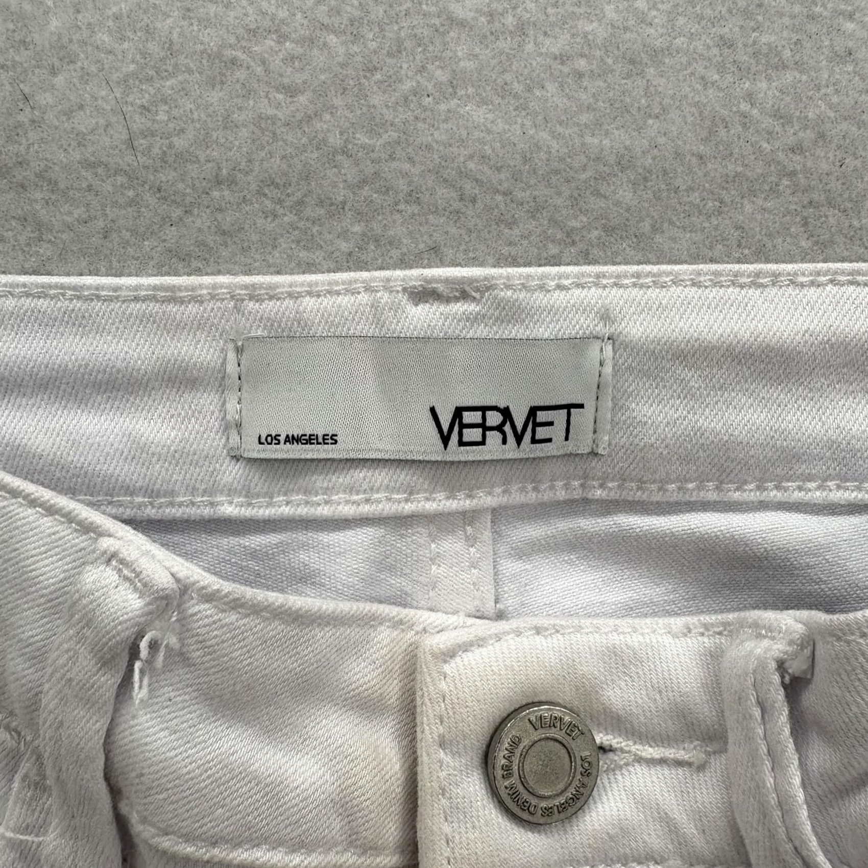 Denime Vervet Skinny Jeans Womens 27 Mid Rise White Distressed Raw Hem Stretch Denim Jeans Women 27in 5-Pocket Art Fringe Vintage No Size 27" / US 4 / IT 40 - 5 Thumbnail