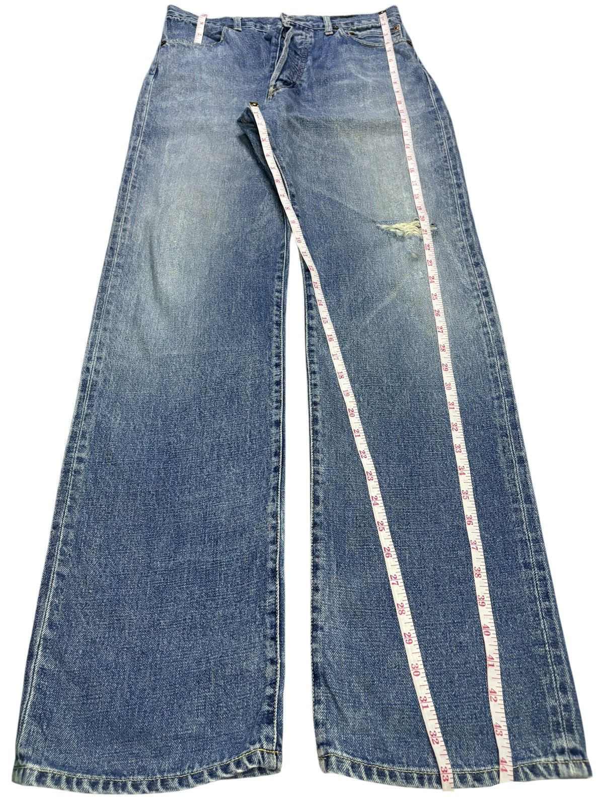 Japanese Brand Vintage Nepenthes Selvedge Distressed Loose Baggy Jeans Size US 30 / EU 46 - 14 Thumbnail