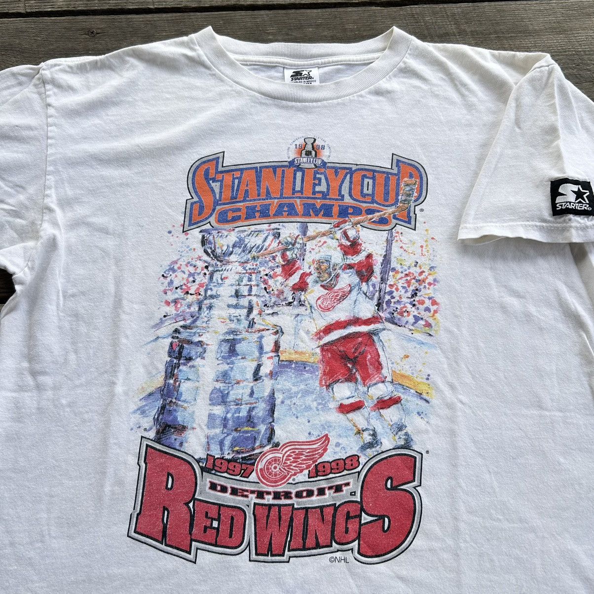 NHL Vintage 1998 Detroit Red Wings Stanley Cup Champs T Shirt Size US M / EU 48-50 / 2 - 9 Thumbnail