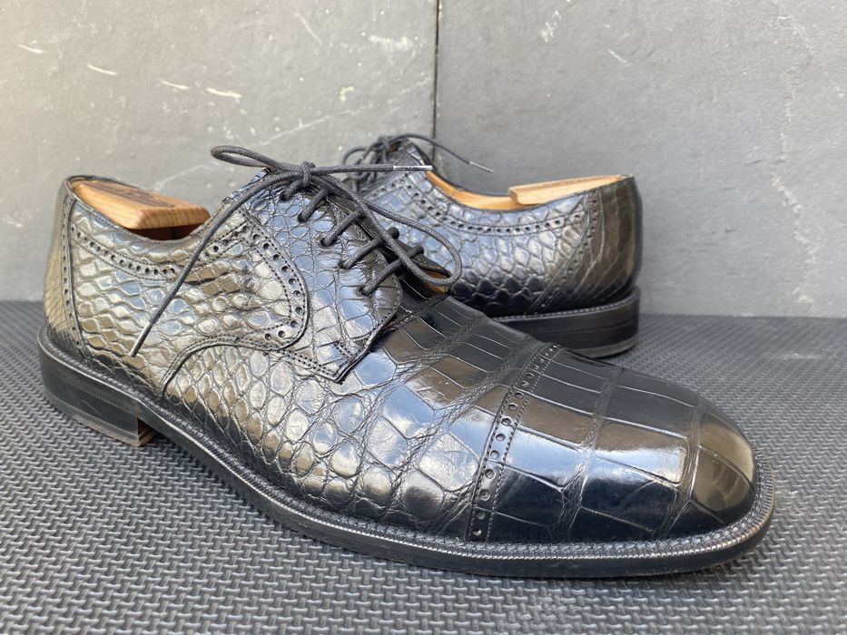 Giovane Crocodile Derby Black By Mezlan Made In Spain Brand