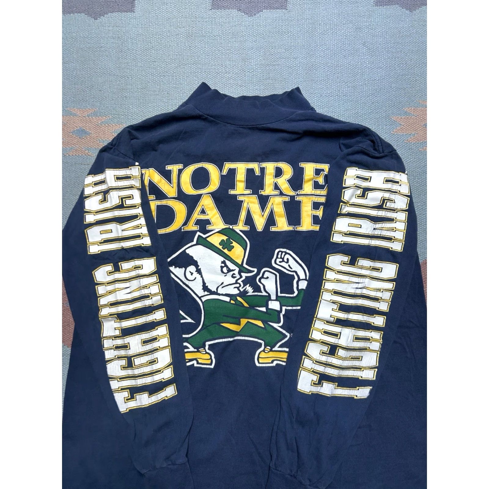 Vintage VINTAGE Notre dame fighting Irish Cotton T-Shirt Long Sleeve 80s 90s XL Men Blue Size US XL / EU 56 / 4 - 2 Thumbnail