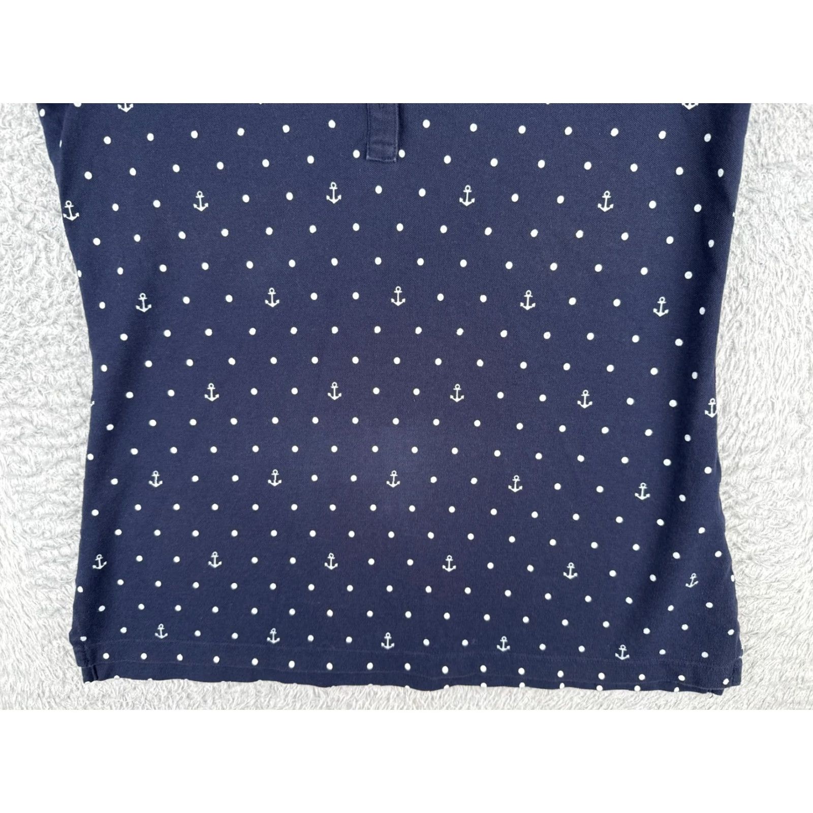 Tommy Hilfiger Tommy Hilfiger Polo Shirt Women Large Blue White Polka Dot Anchor Cotton Blend Shirt Size L / US 10 / IT 46 - 5 Thumbnail