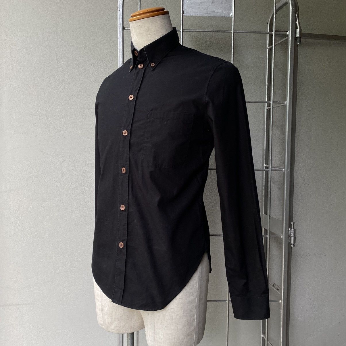 Helmut Lang HELMUT LANG Smart Black Button-Up with Brown Accents Size US XS / EU 42 / 0 - 5 Thumbnail