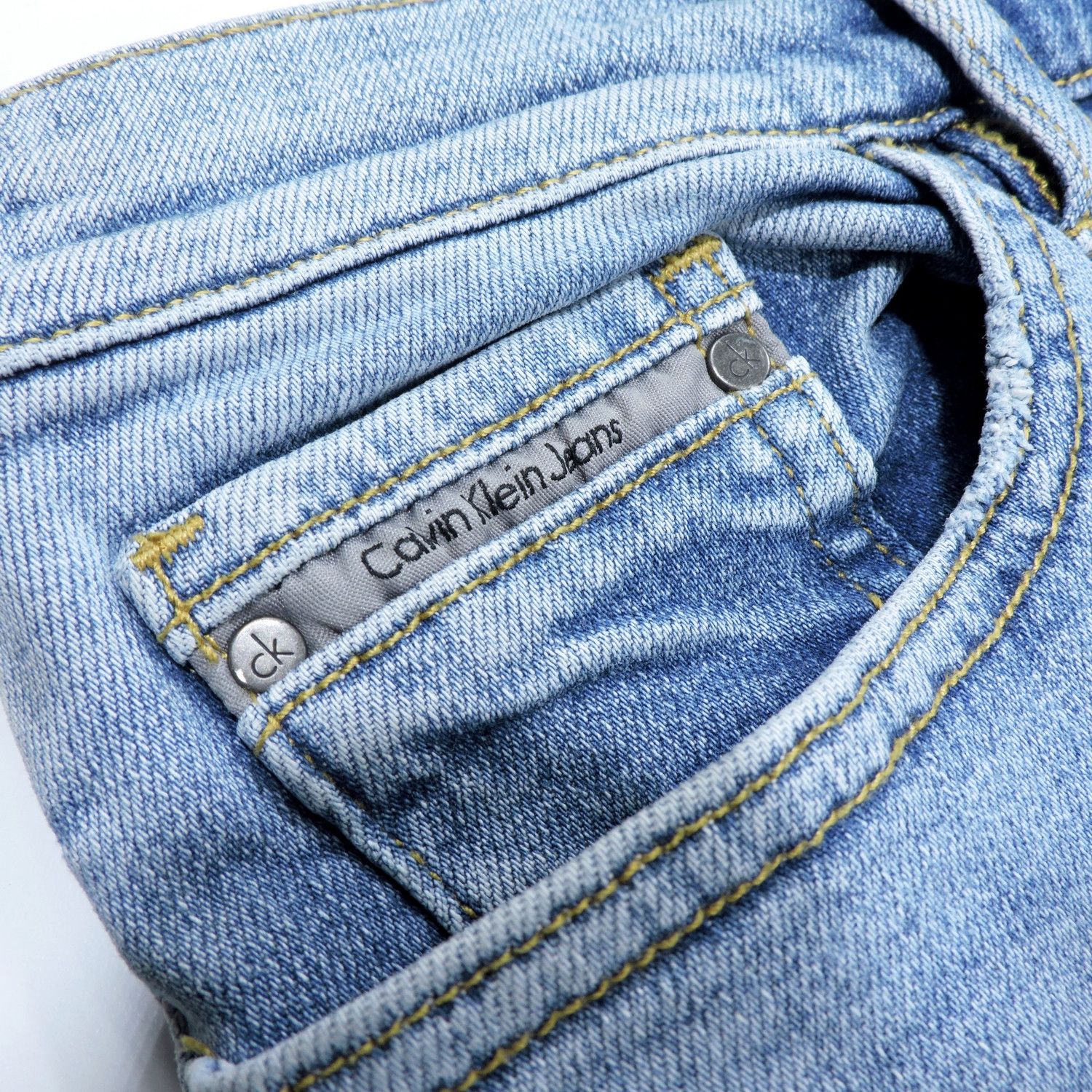 Calvin Klein CK PREMIUM ITALIAN STRETCH SELVEDGE CASPIAN SEA SLIM DENIM Size US 27 - 8 Thumbnail